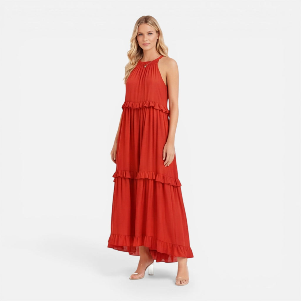 Women’s Tiered Maxi Dress – Lightweight Sleeveless Breathable Summer Dress