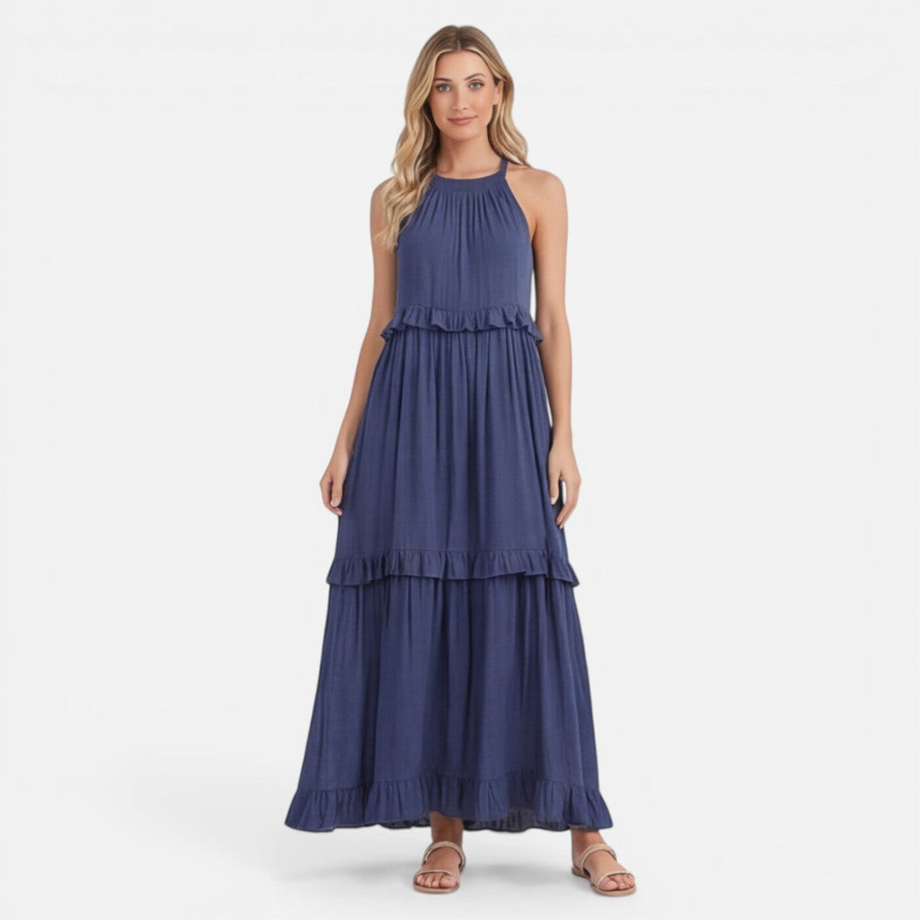 Women’s Tiered Maxi Dress – Lightweight Sleeveless Breathable Summer Dress