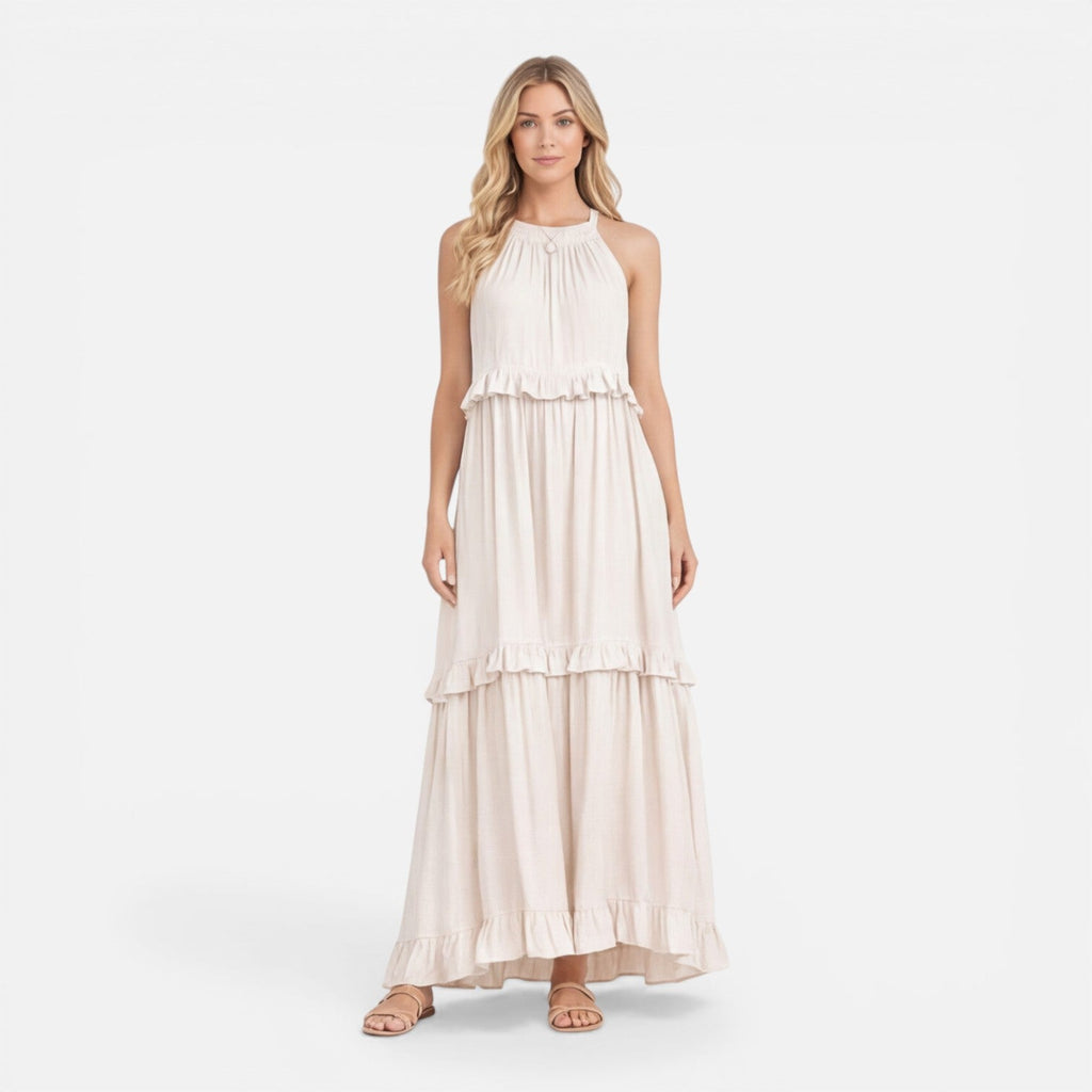 Women’s Tiered Maxi Dress – Lightweight Sleeveless Breathable Summer Dress