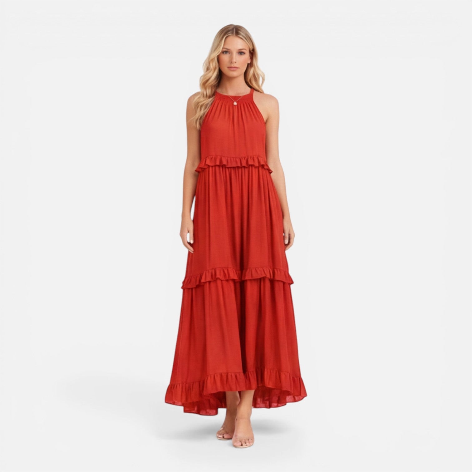 Women’s Tiered Maxi Dress – Lightweight Sleeveless Breathable Summer Dress
