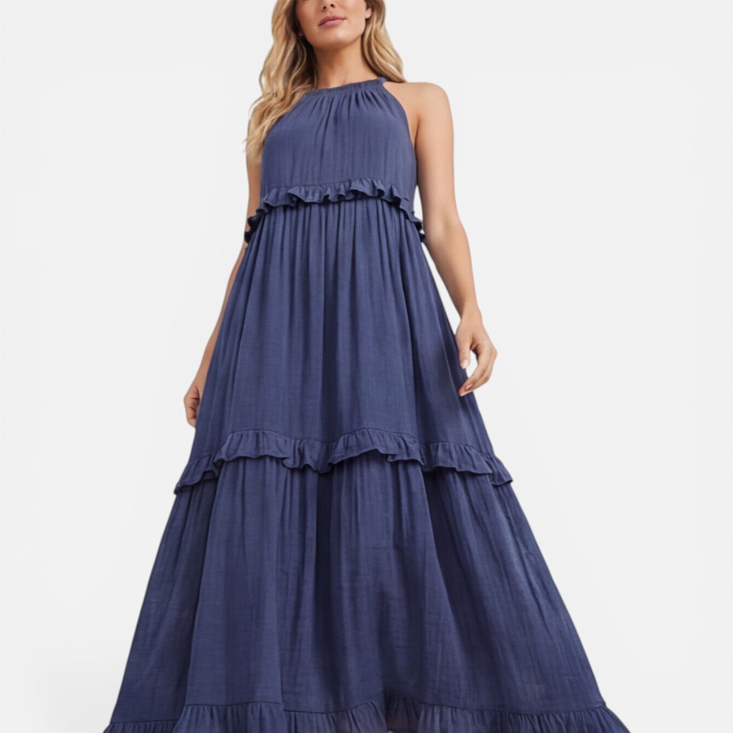 Women’s Tiered Maxi Dress – Lightweight Sleeveless Breathable Summer Dress