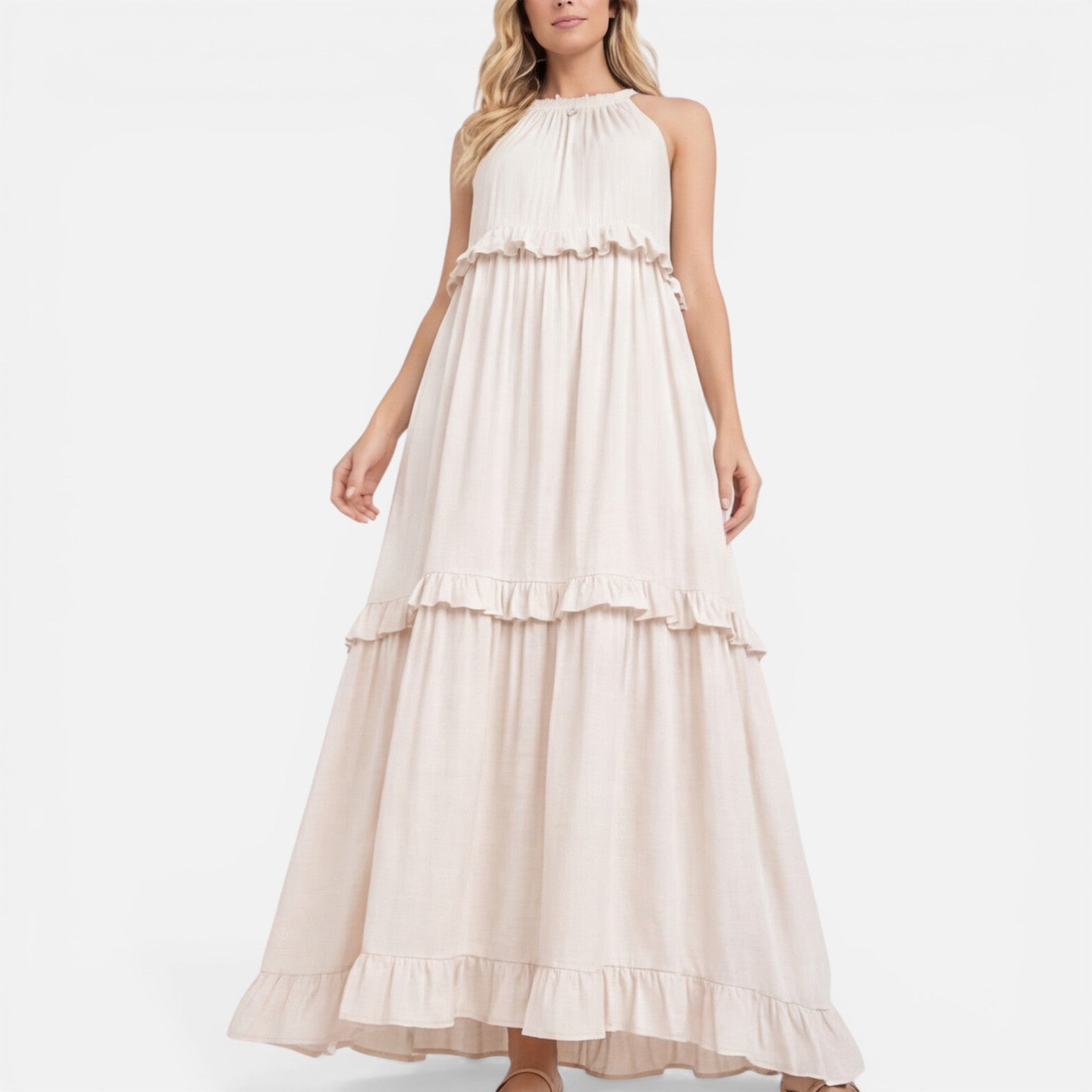 Women’s Tiered Maxi Dress – Lightweight Sleeveless Breathable Summer Dress