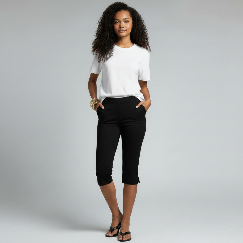 Women's Cropped Capri Pants – Lightweight Pull-On Casual Summer Trousers