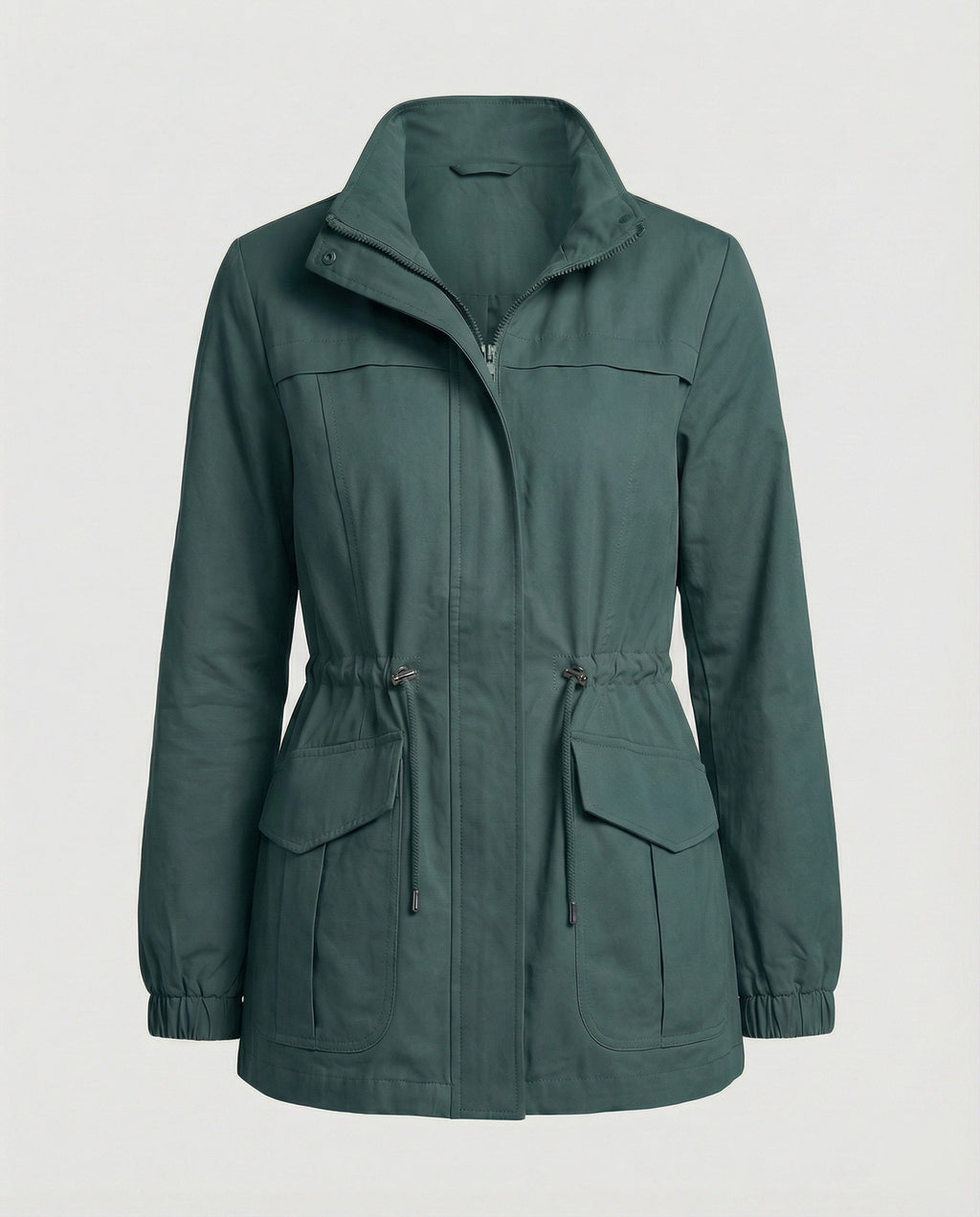 Women's Utility Jacket - Drawstring Waist Casual Layering Style