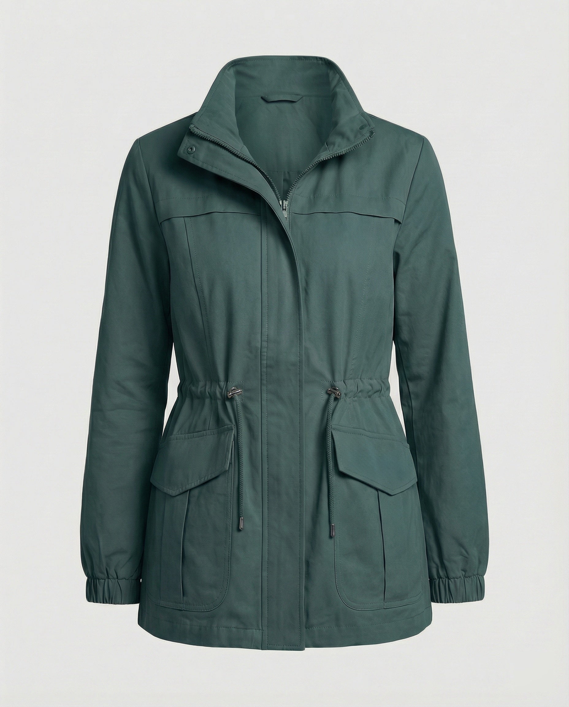 Women's Utility Jacket - Drawstring Waist Casual Layering Style