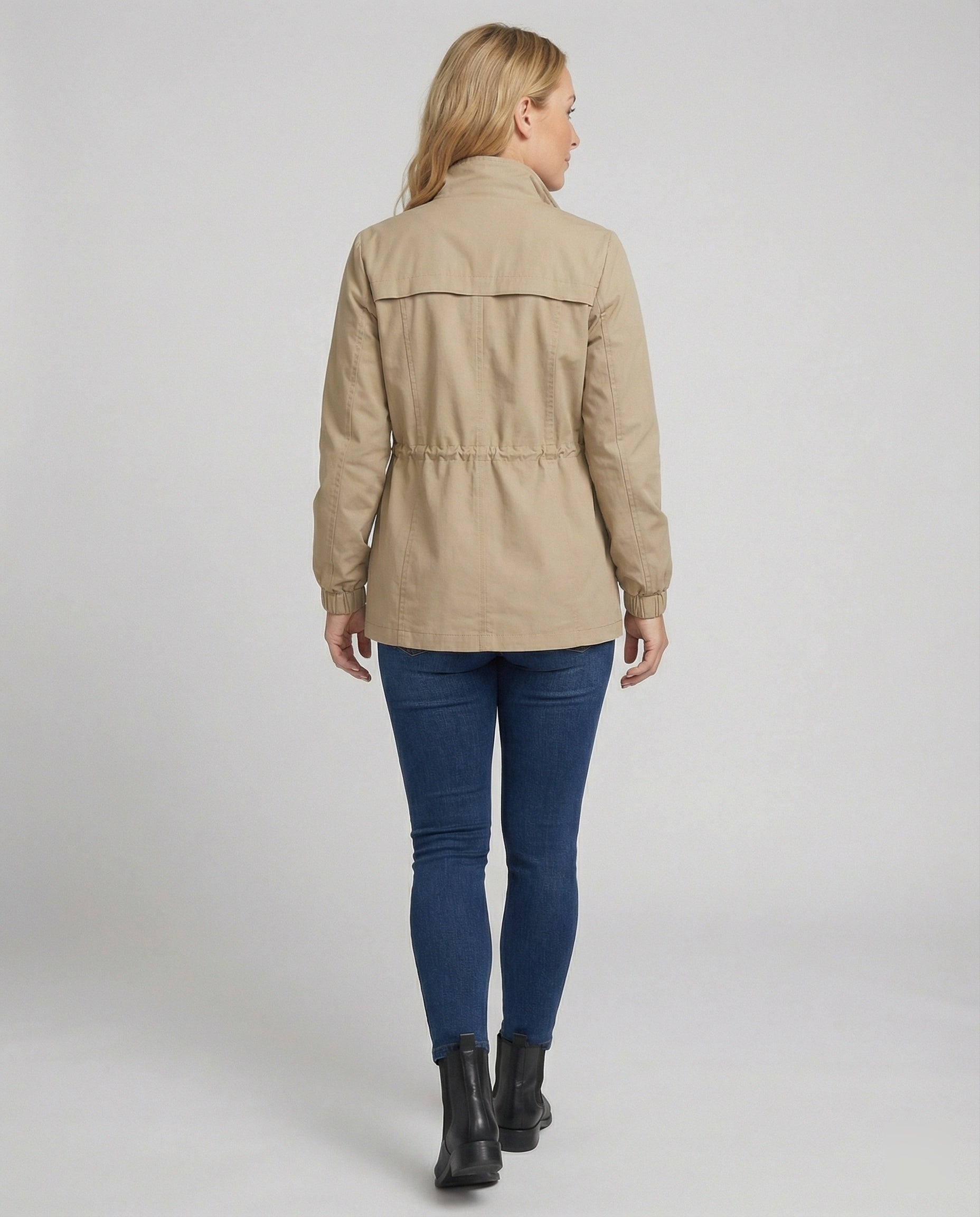 Women's Utility Jacket - Drawstring Waist Casual Layering Style