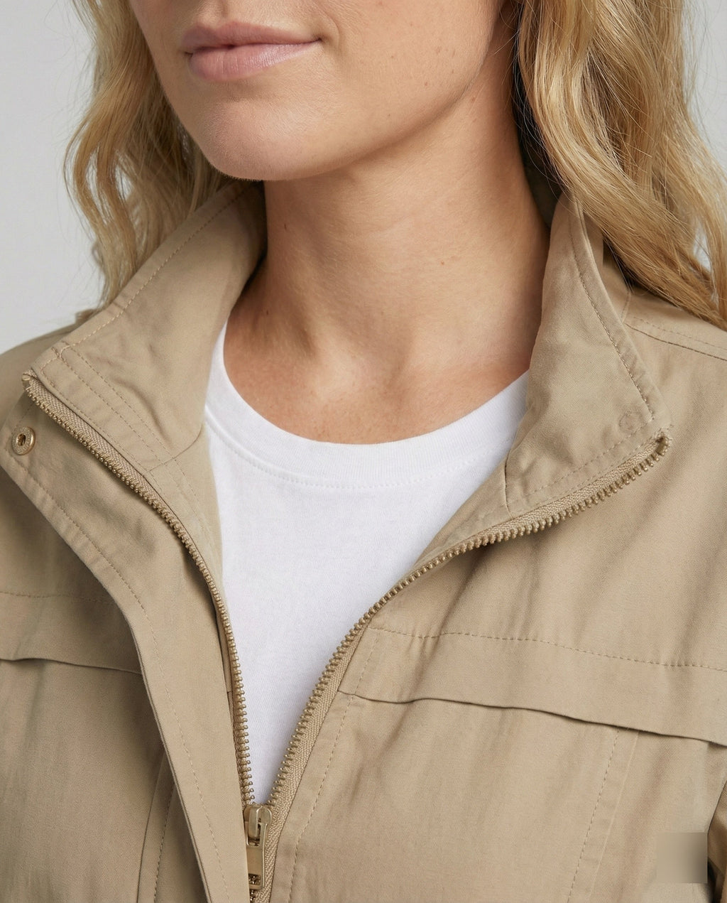 Women's Utility Jacket - Drawstring Waist Casual Layering Style