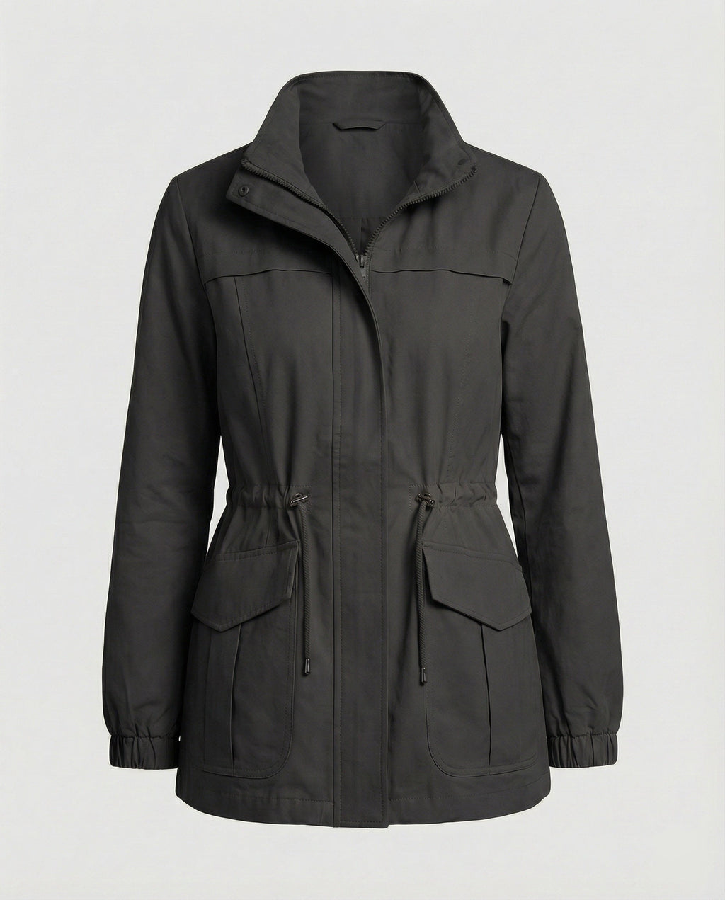 Women's Utility Jacket - Drawstring Waist Casual Layering Style