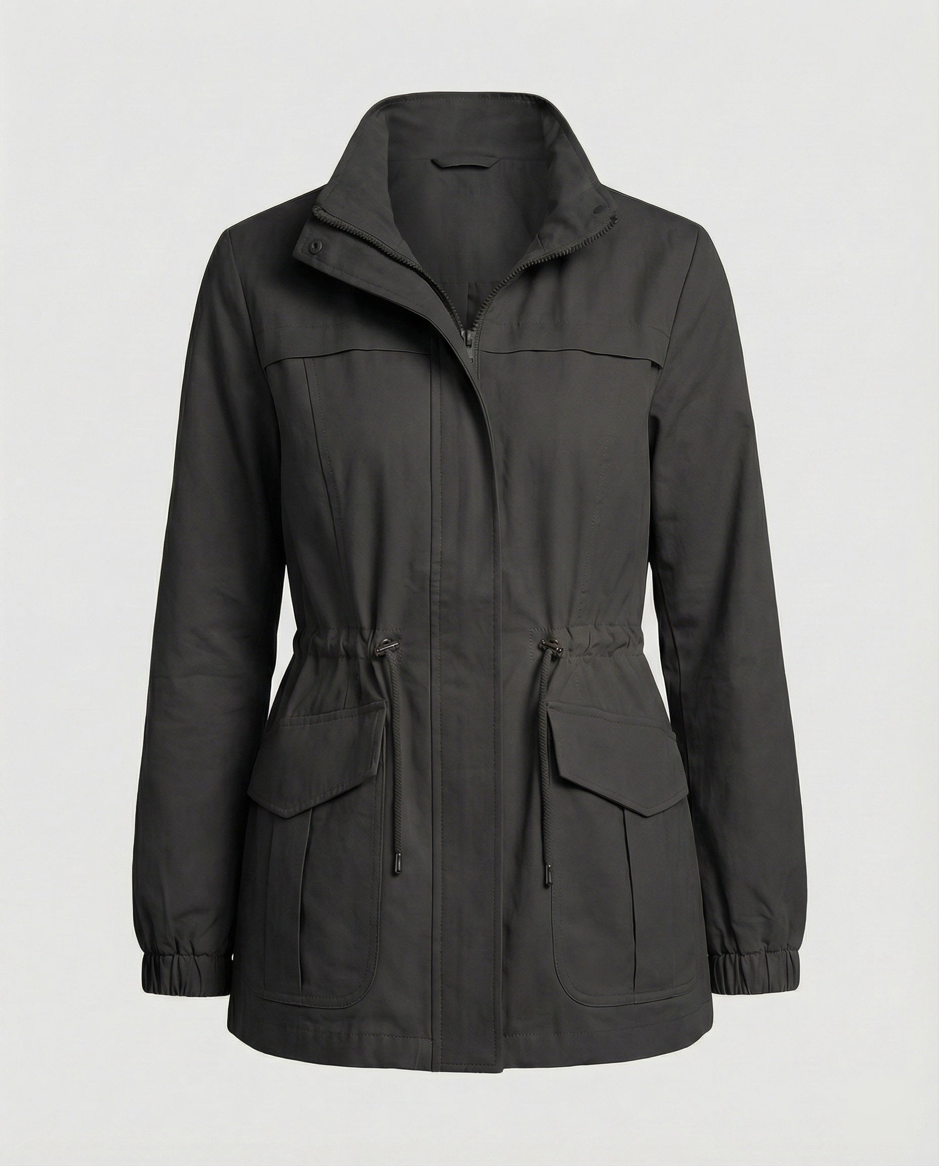Women's Utility Jacket - Drawstring Waist Casual Layering Style