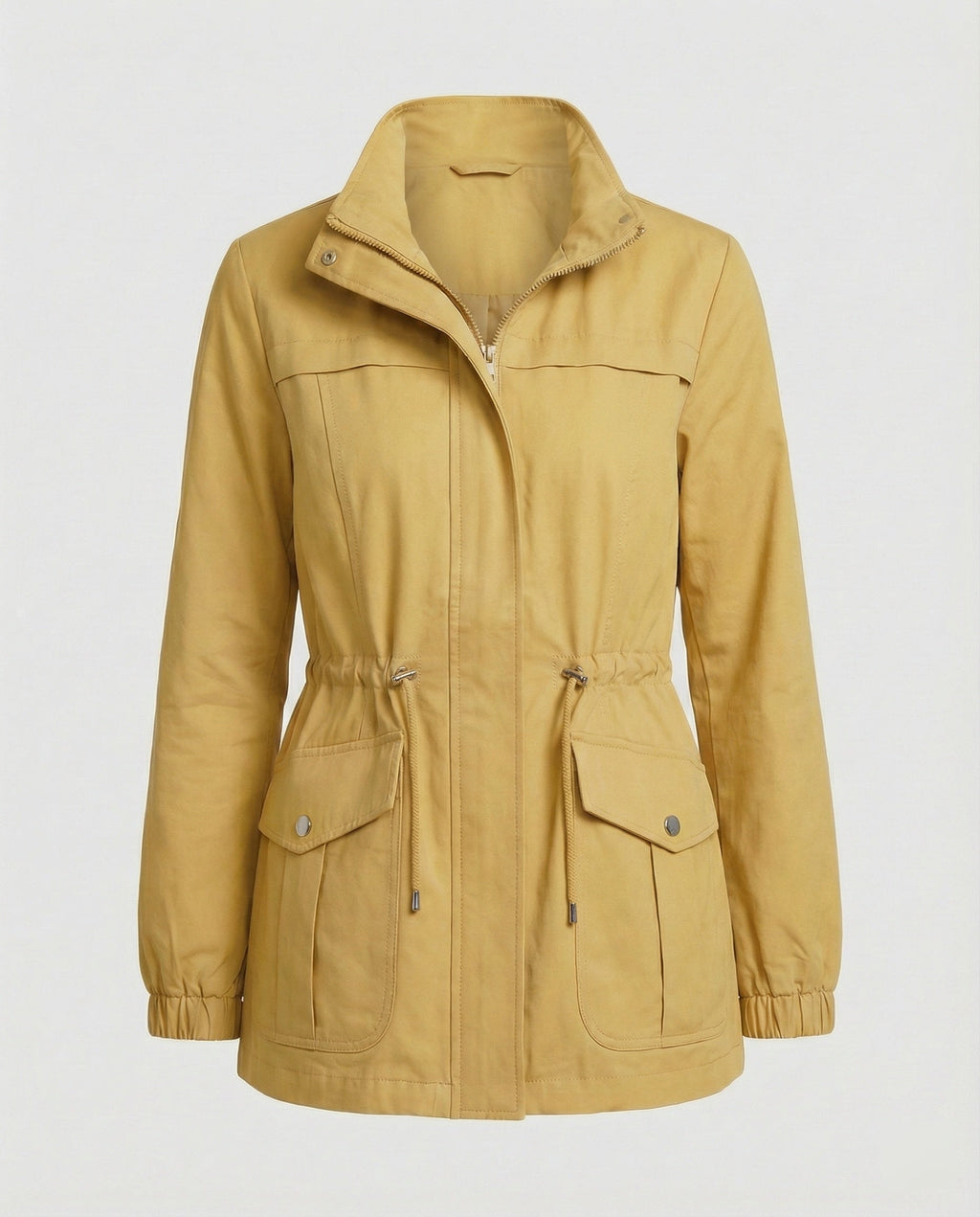Women's Utility Jacket - Drawstring Waist Casual Layering Style