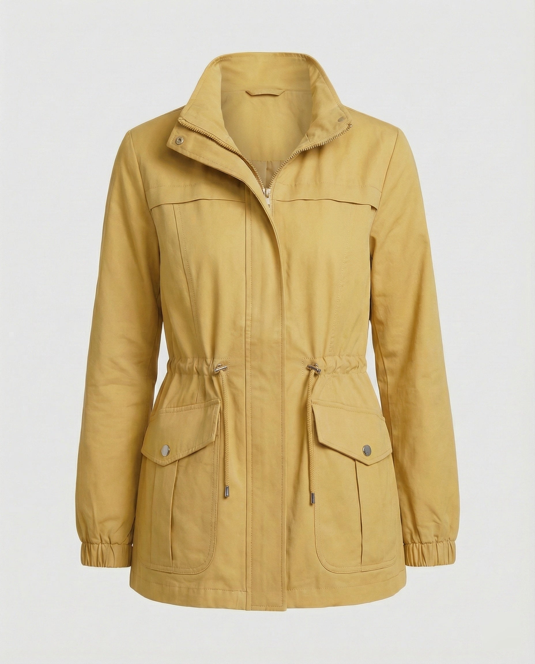 Women's Utility Jacket - Drawstring Waist Casual Layering Style
