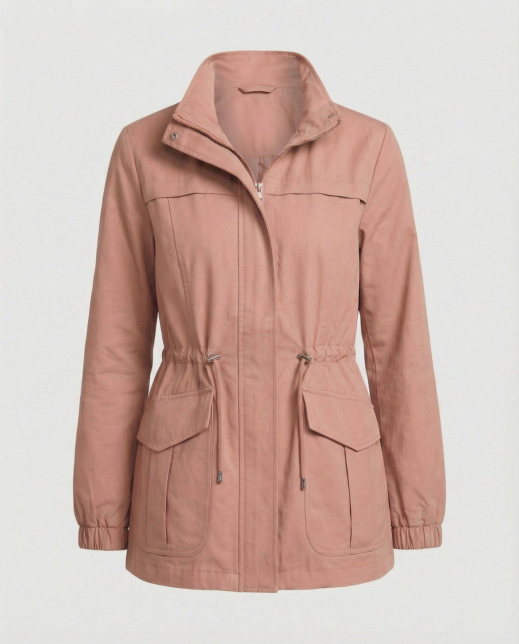 Women's Utility Jacket - Drawstring Waist Casual Layering Style