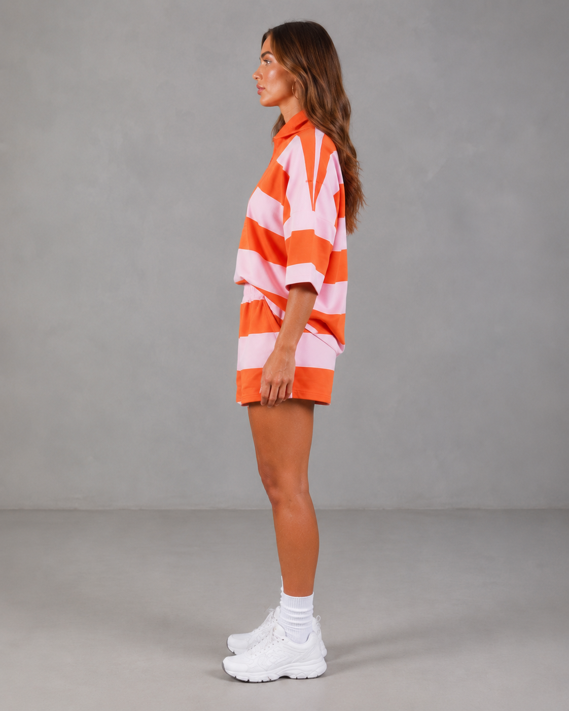 Women's Striped Quarter-Zip Sweater – Cozy Relaxed Everyday Style