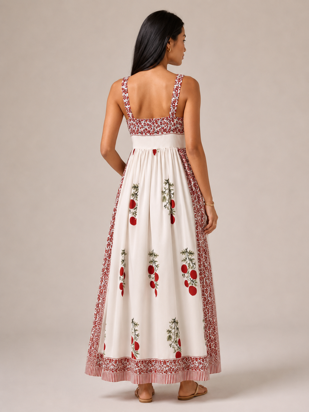 Women's Boho Maxi Dress with Square Neck – Relaxed Summer Style