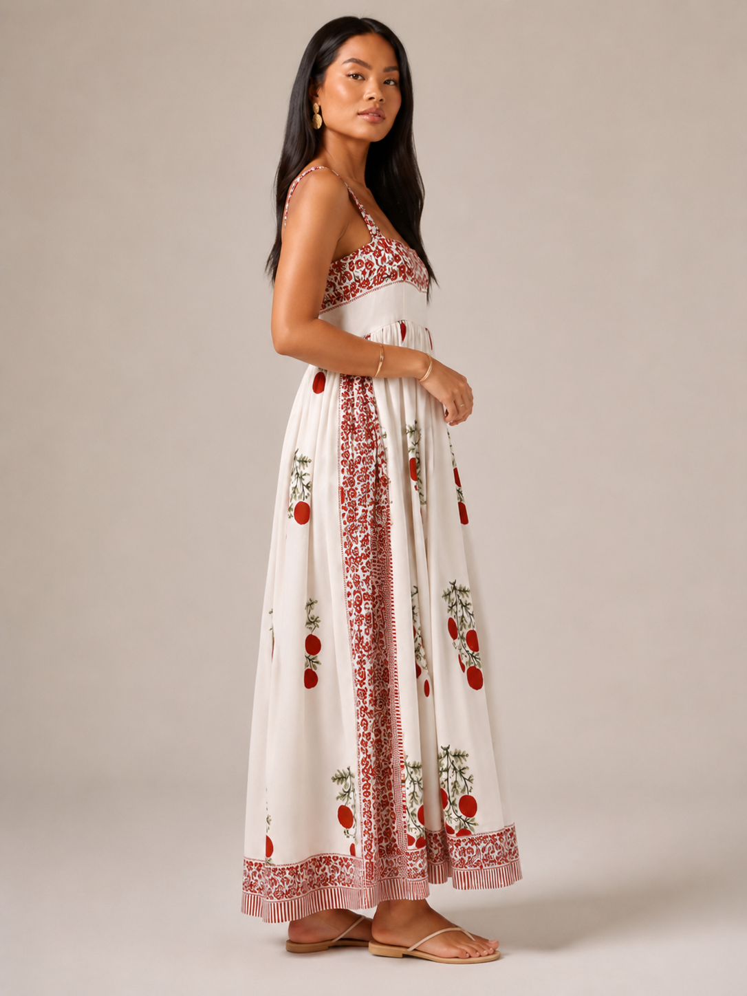 Women's Boho Maxi Dress with Square Neck – Relaxed Summer Style
