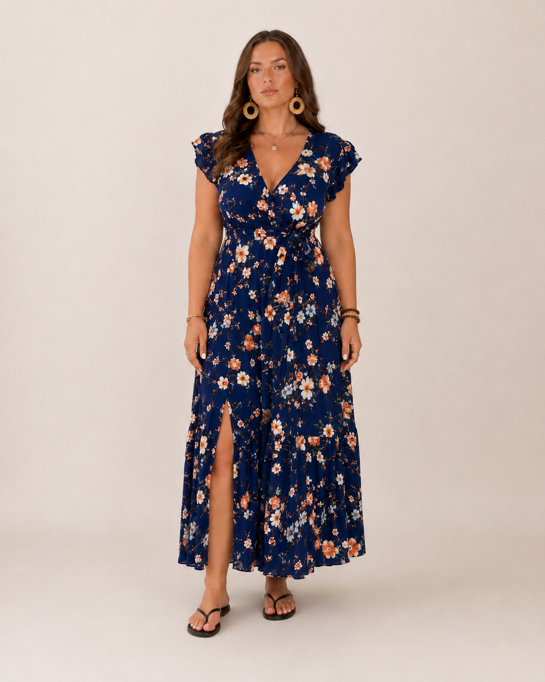 Women's Floral Wrap Maxi Dress – Flattering Occasion Summer Style