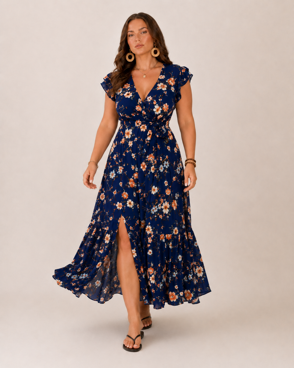 Women's Floral Wrap Maxi Dress – Flattering Occasion Summer Style