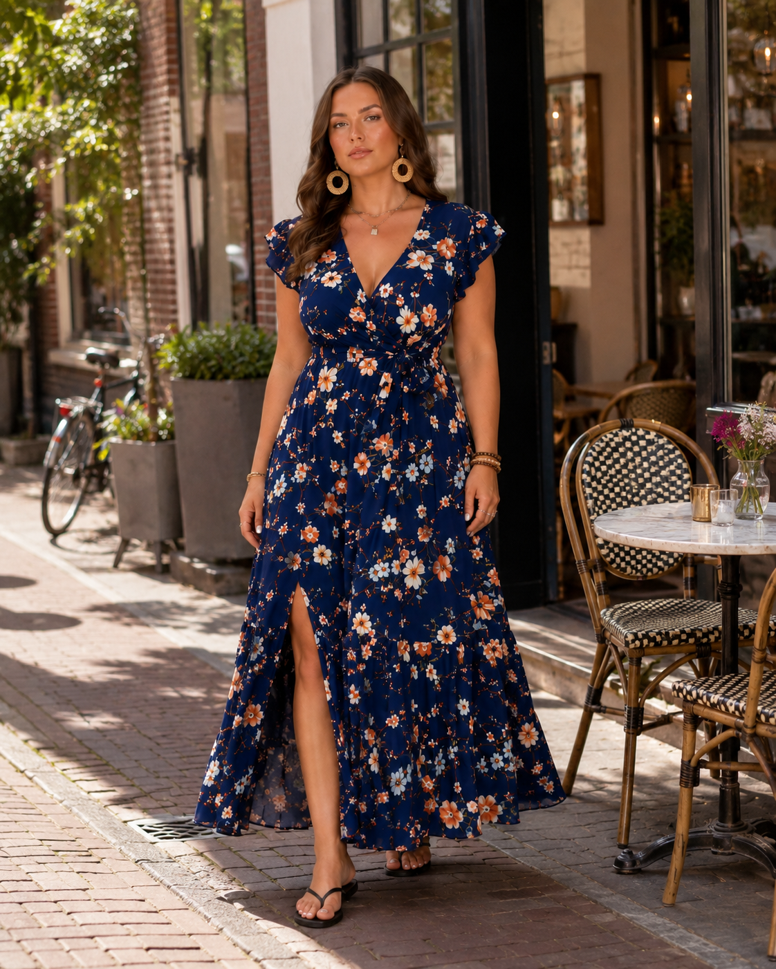 Women's Floral Wrap Maxi Dress – Flattering Occasion Summer Style