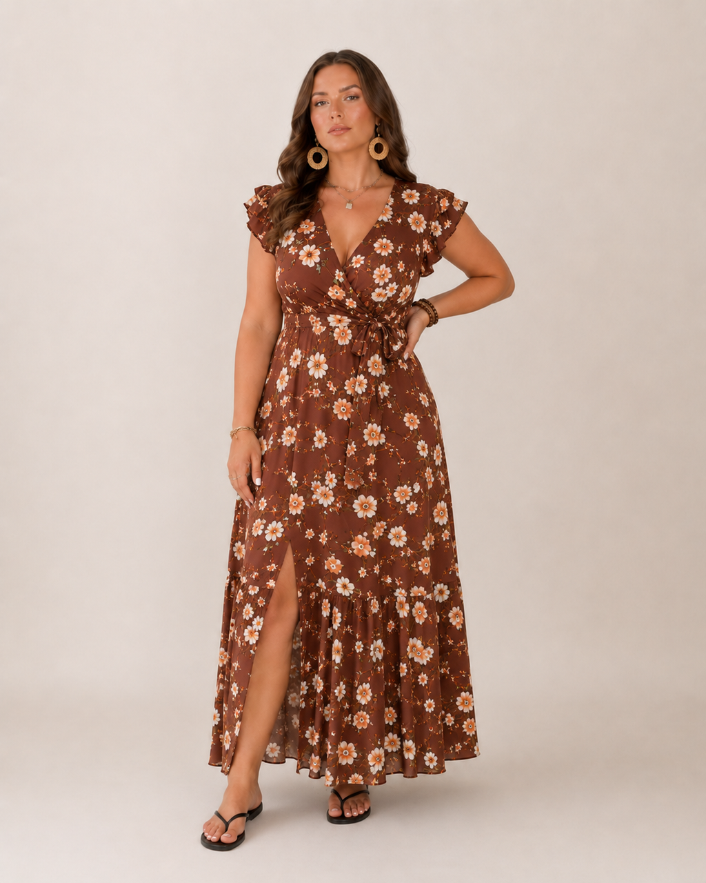 Women's Floral Wrap Maxi Dress – Flattering Occasion Summer Style