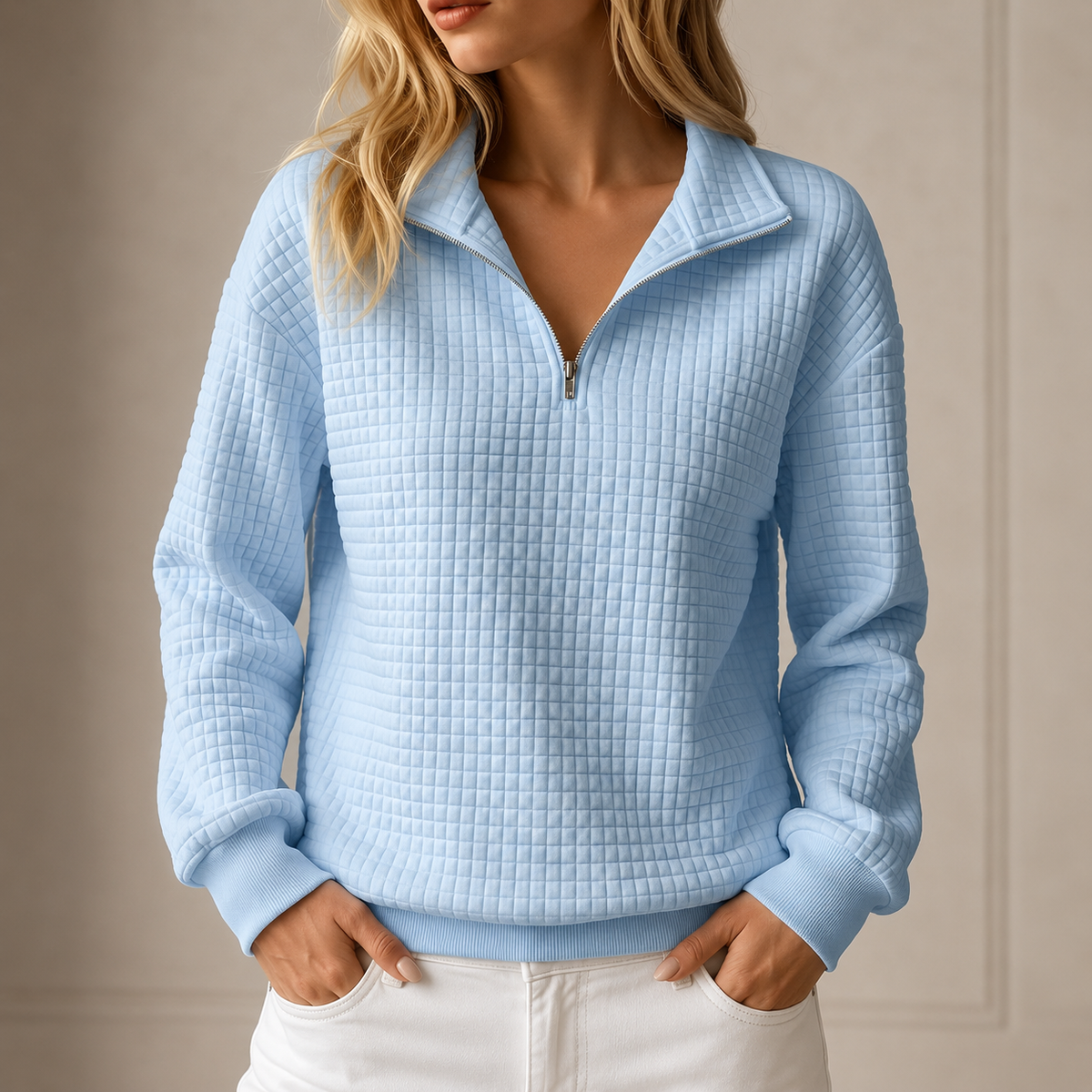 Vera - Quilted Half-Zip Top