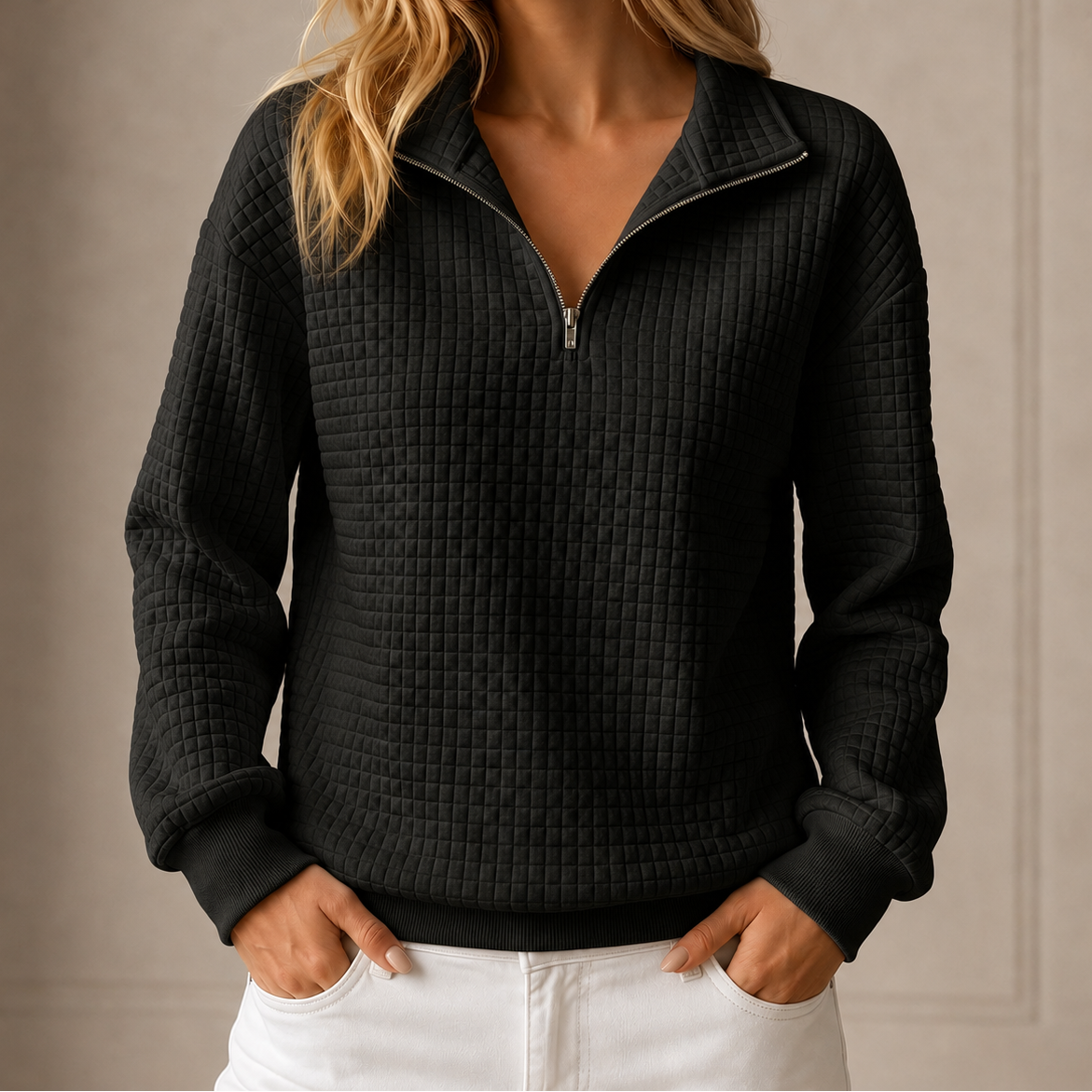 Vera - Quilted Half-Zip Top