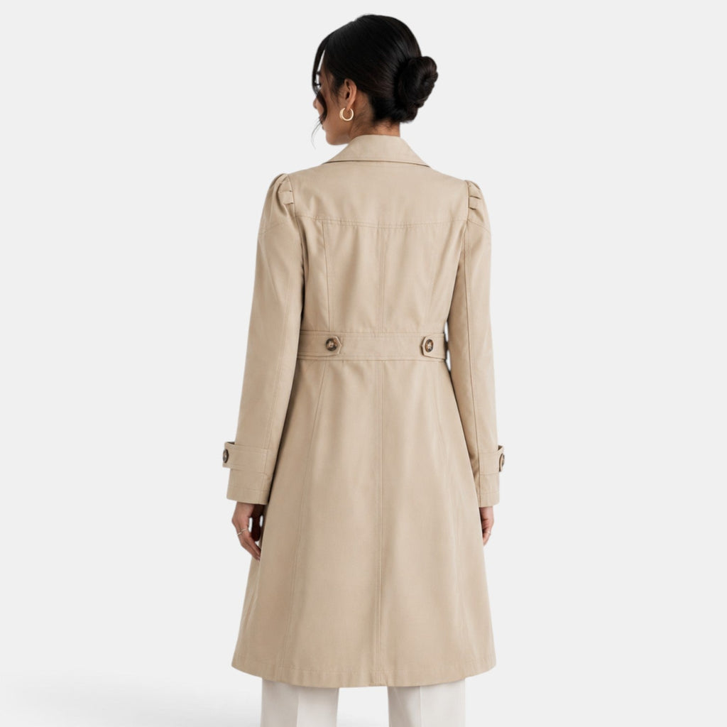 Women's Elegant Belted Trench Coat - Classic Feminine Timeless Outerwear