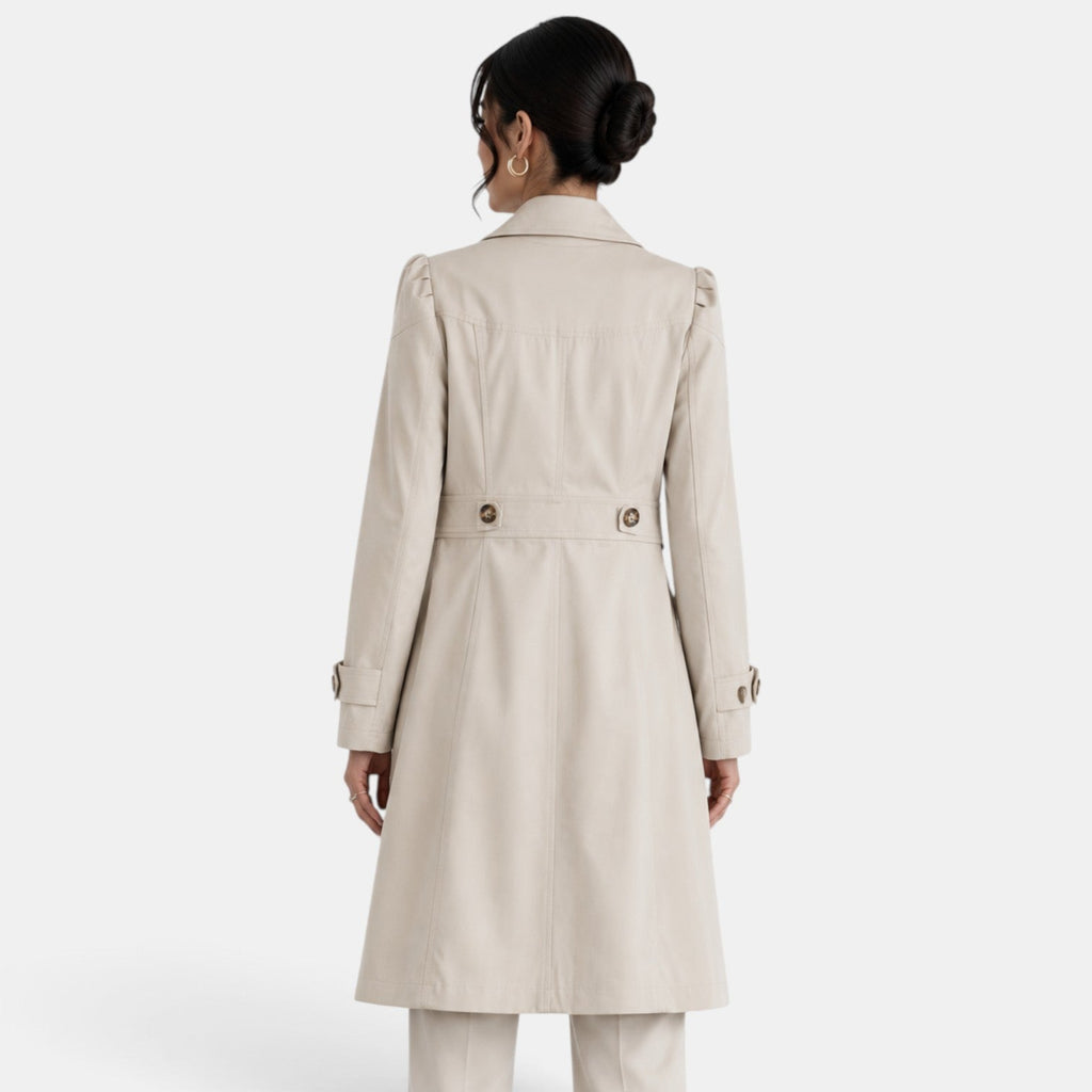 Women's Elegant Belted Trench Coat - Classic Feminine Timeless Outerwear