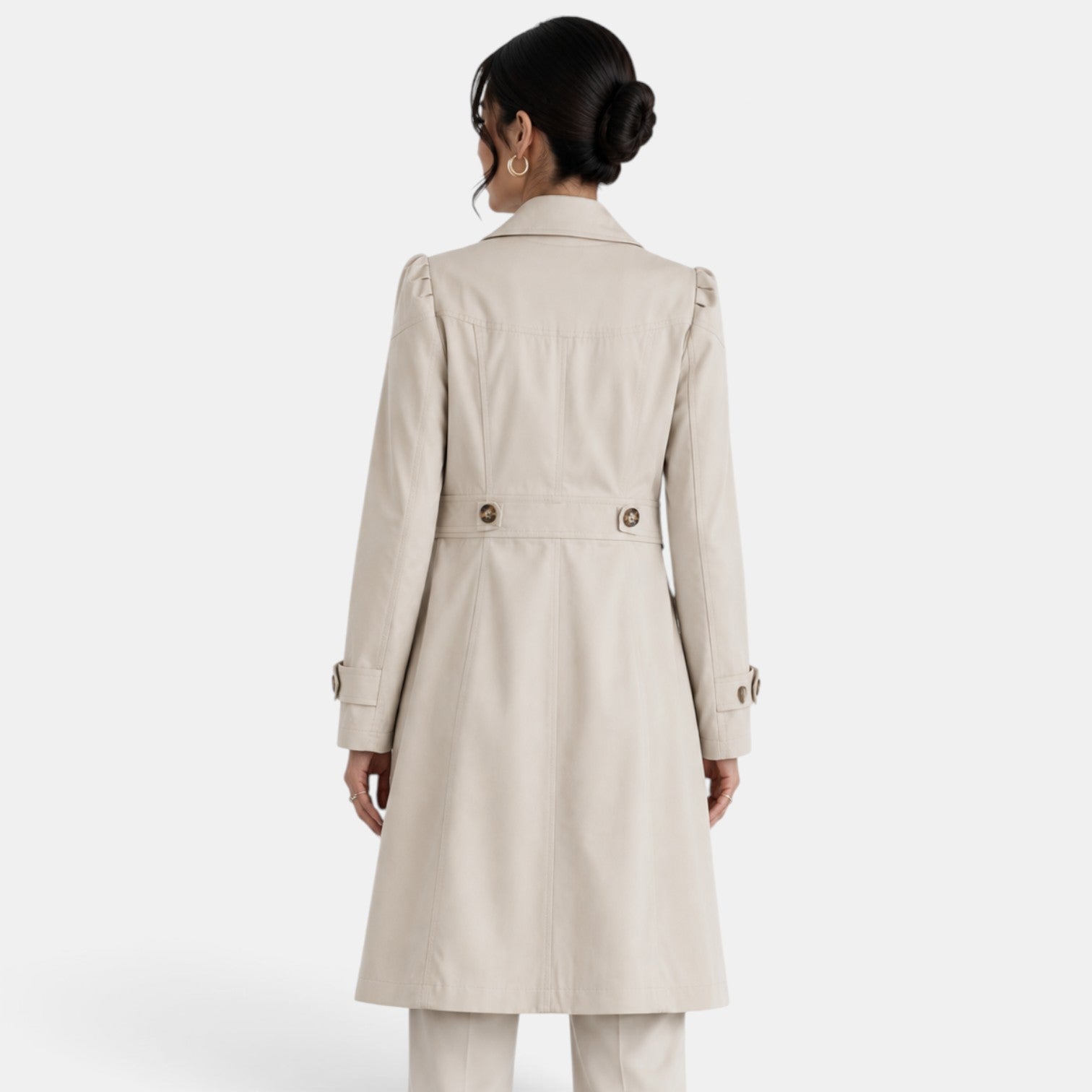 Women's Elegant Belted Trench Coat - Classic Feminine Timeless Outerwear