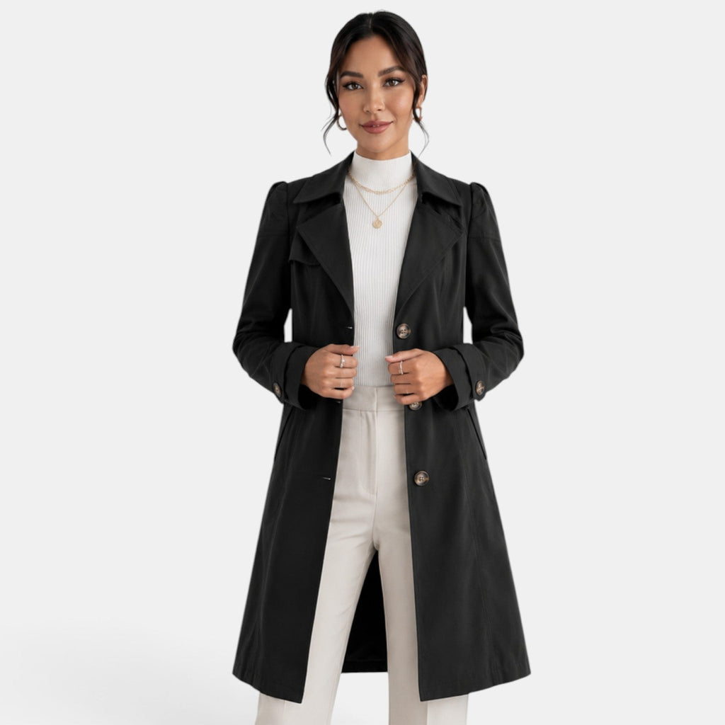 Women's Elegant Belted Trench Coat - Classic Feminine Timeless Outerwear
