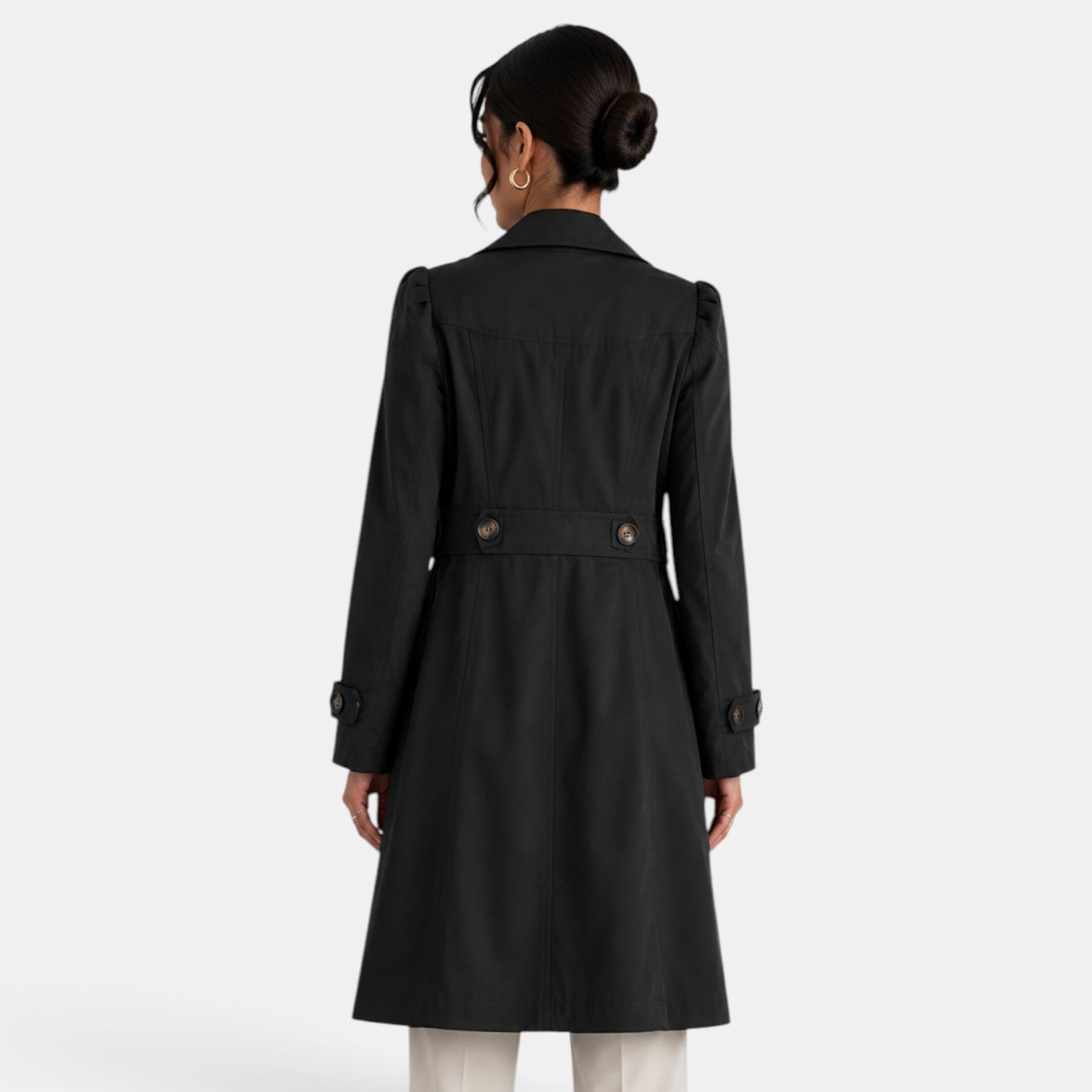 Women's Elegant Belted Trench Coat - Classic Feminine Timeless Outerwear