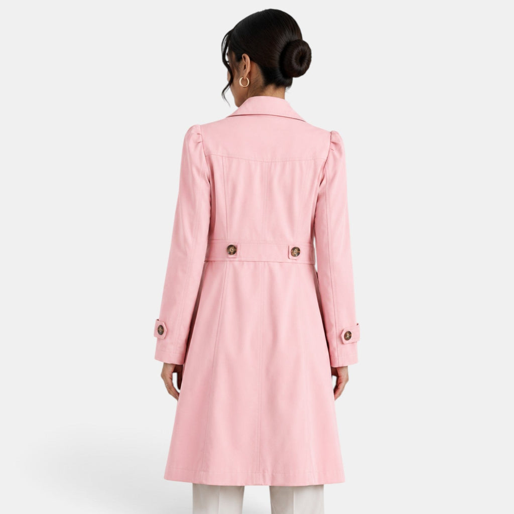 Women's Elegant Belted Trench Coat - Classic Feminine Timeless Outerwear