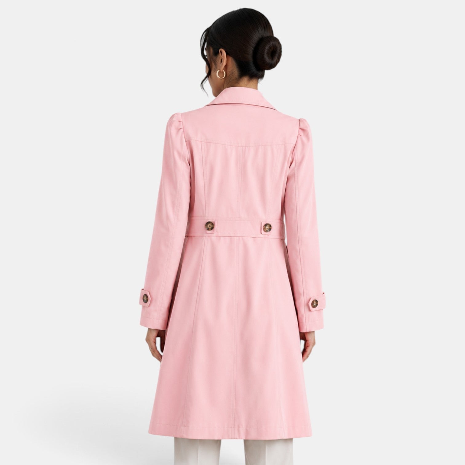 Women's Elegant Belted Trench Coat - Classic Feminine Timeless Outerwear