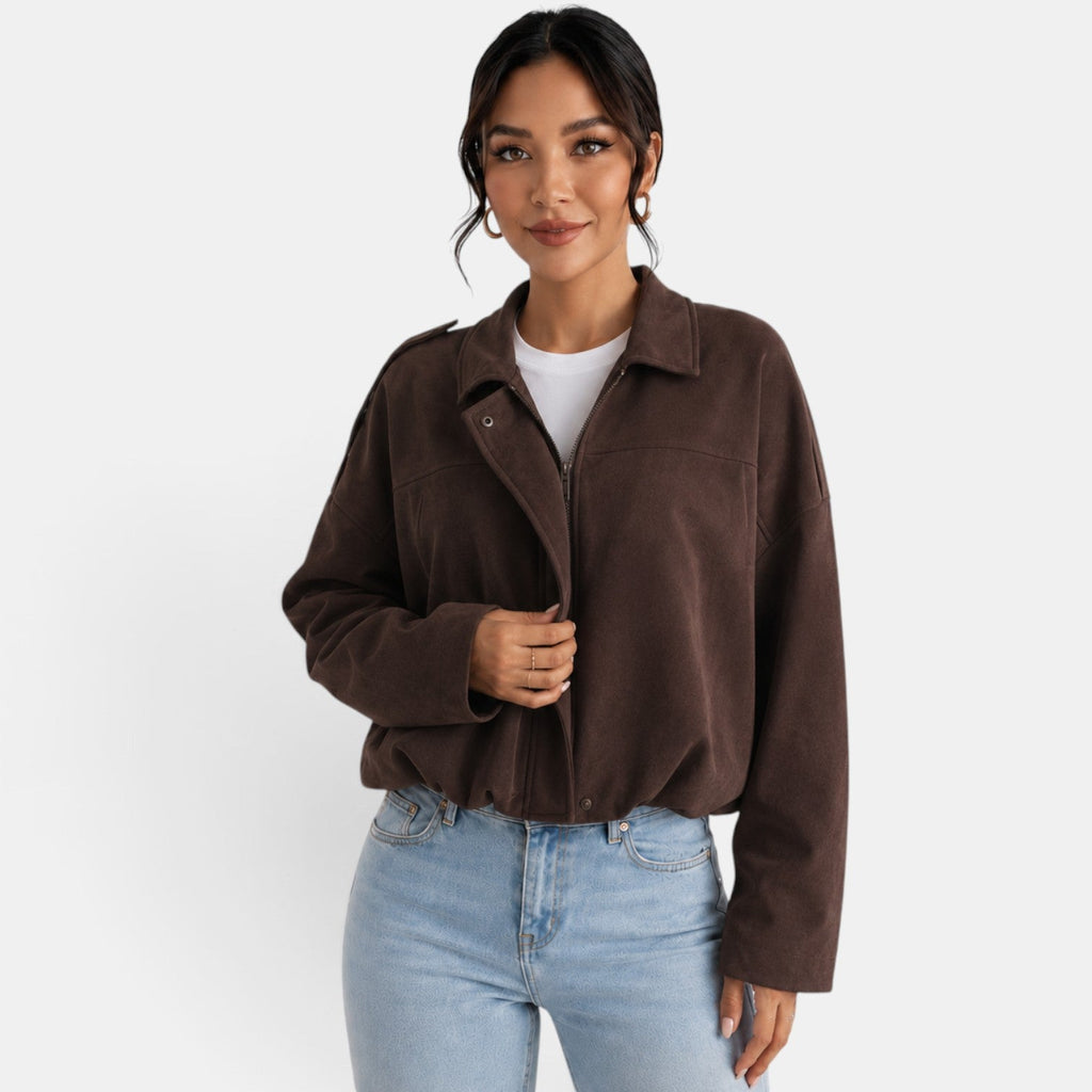 Women's Suede Look Jacket - Soft Autumn Casual Chic Layer