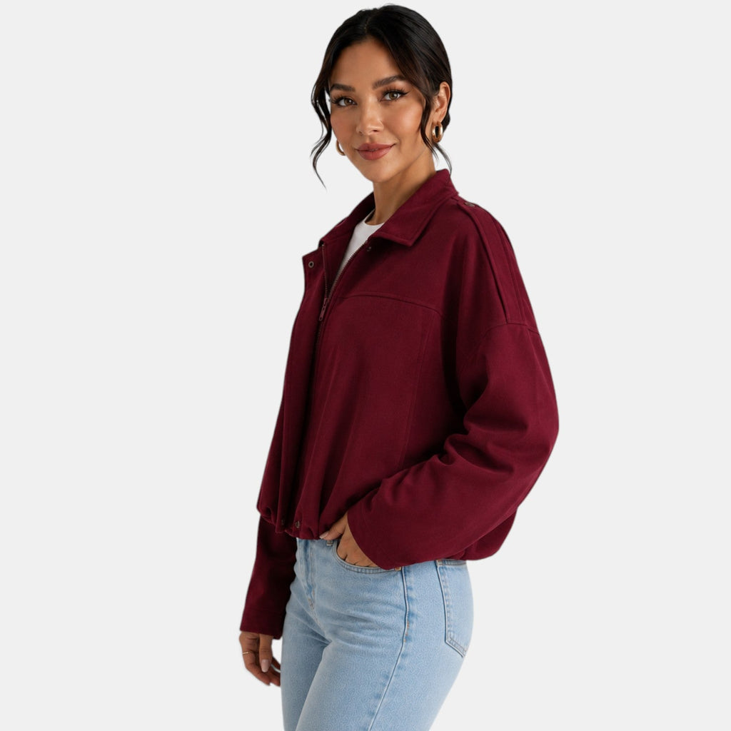 Women's Suede Look Jacket - Soft Autumn Casual Chic Layer