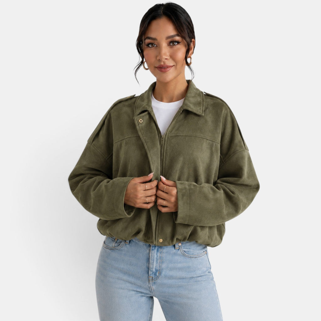 Women's Suede Look Jacket - Soft Autumn Casual Chic Layer