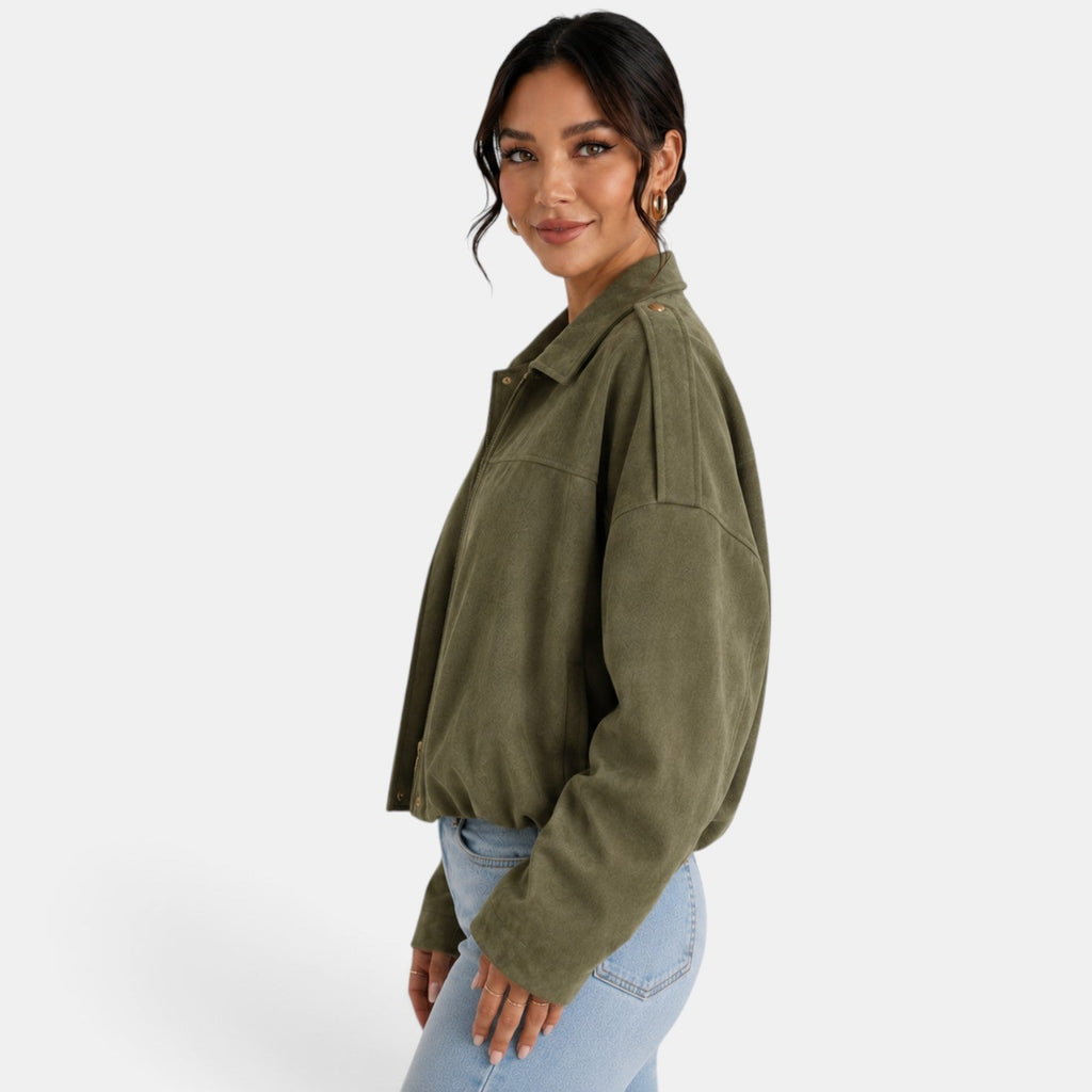 Women's Suede Look Jacket - Soft Autumn Casual Chic Layer