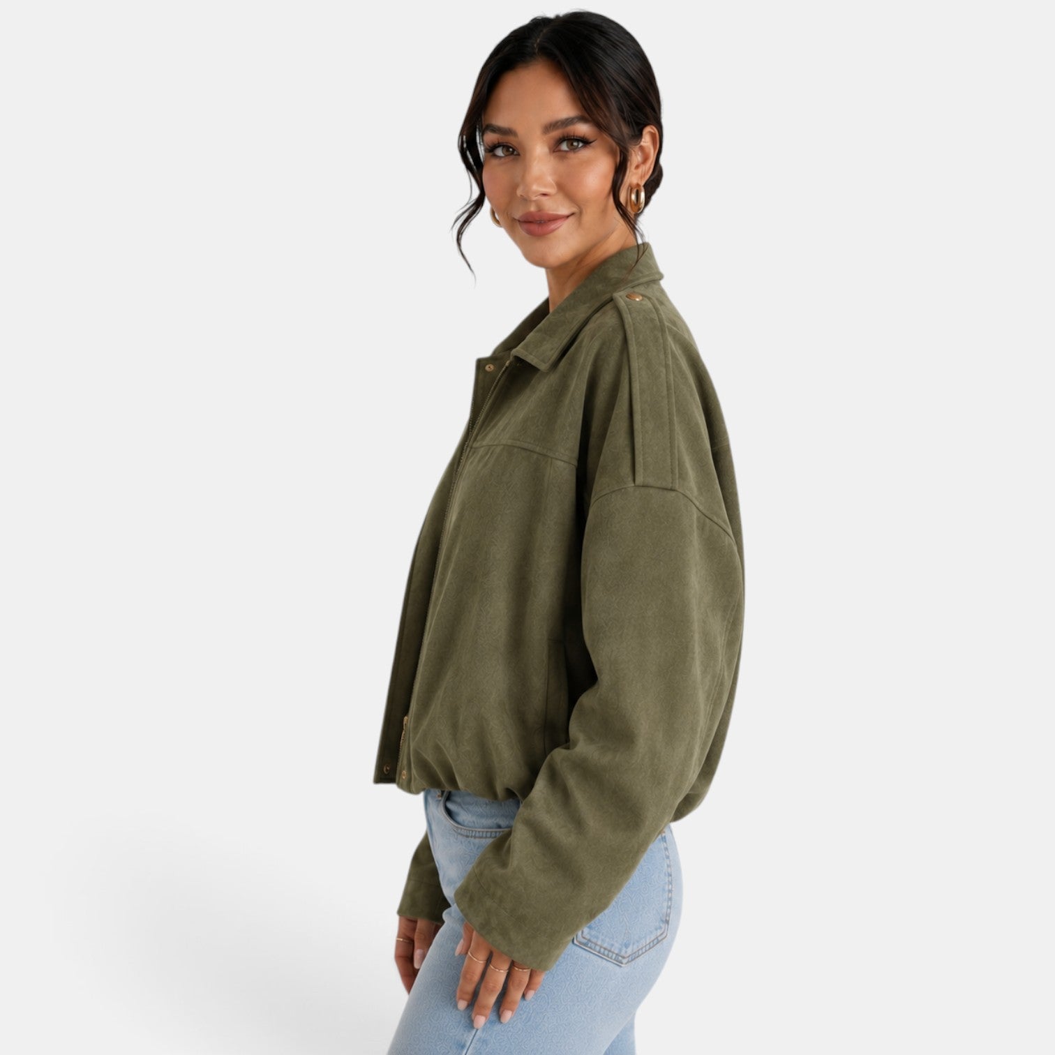 Women's Suede Look Jacket - Soft Autumn Casual Chic Layer