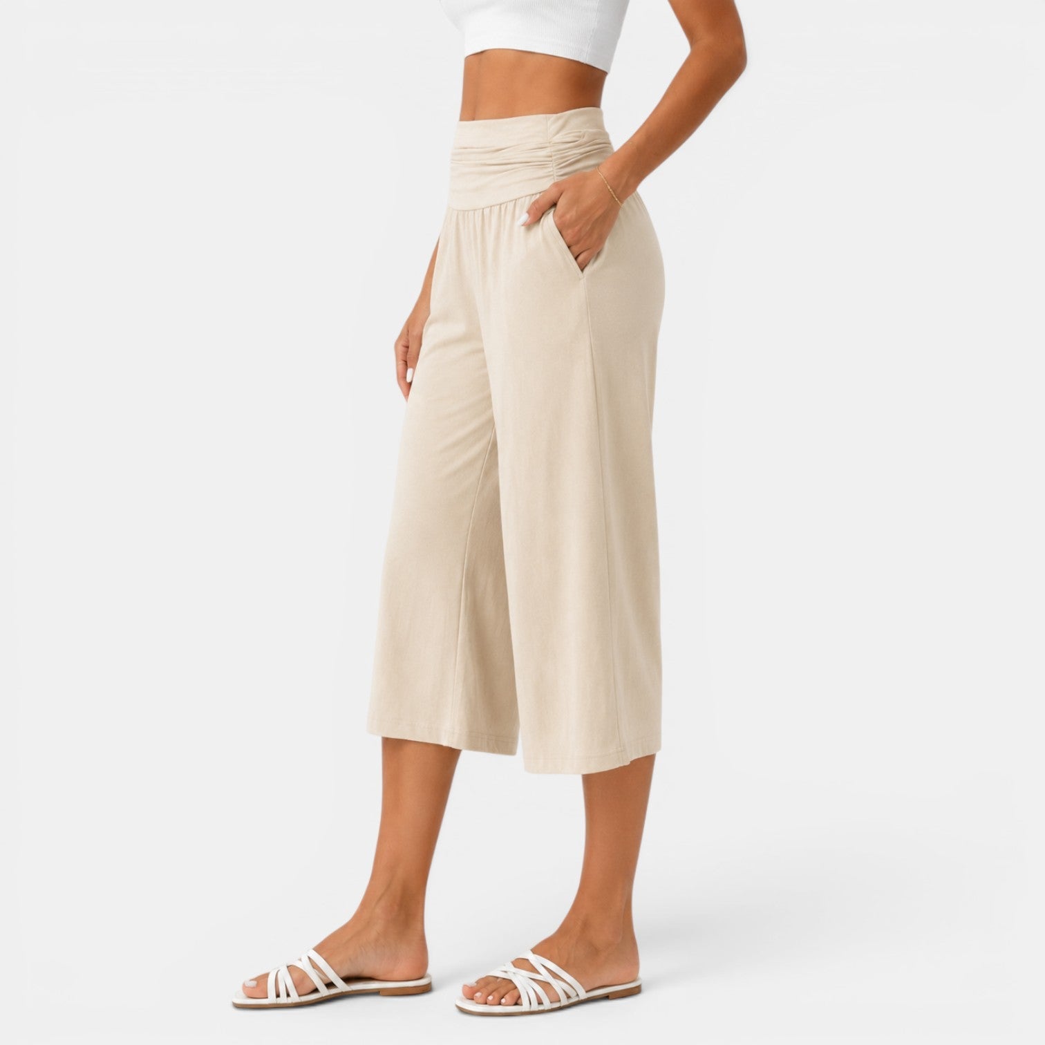 Women's Stretch Capri Trousers - Lightweight Comfortable Everyday Pants