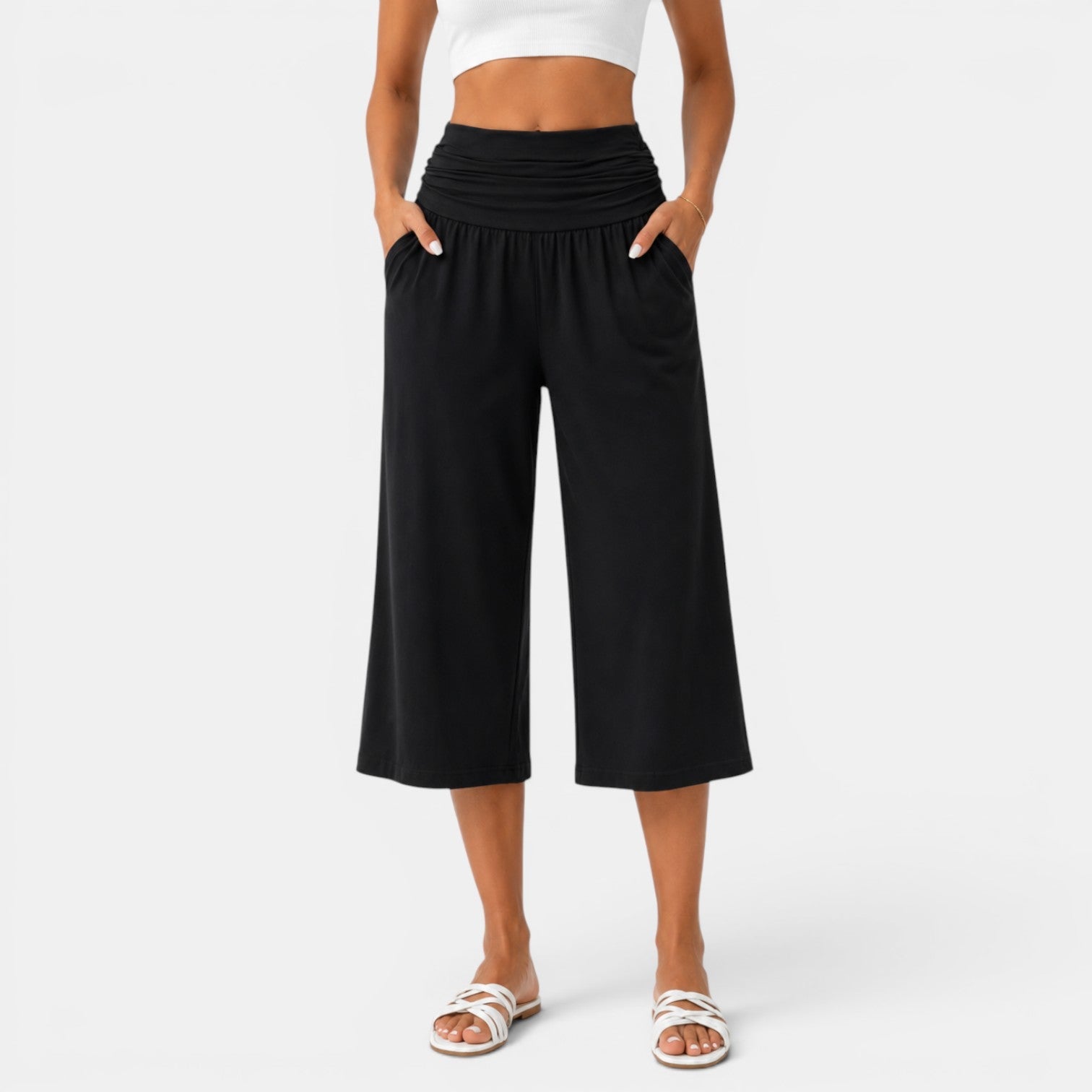Women's Stretch Capri Trousers - Lightweight Comfortable Everyday Pants