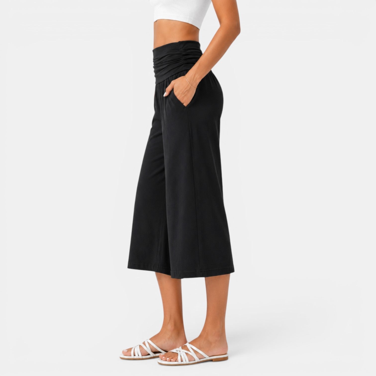 Women's Stretch Capri Trousers - Lightweight Comfortable Everyday Pants