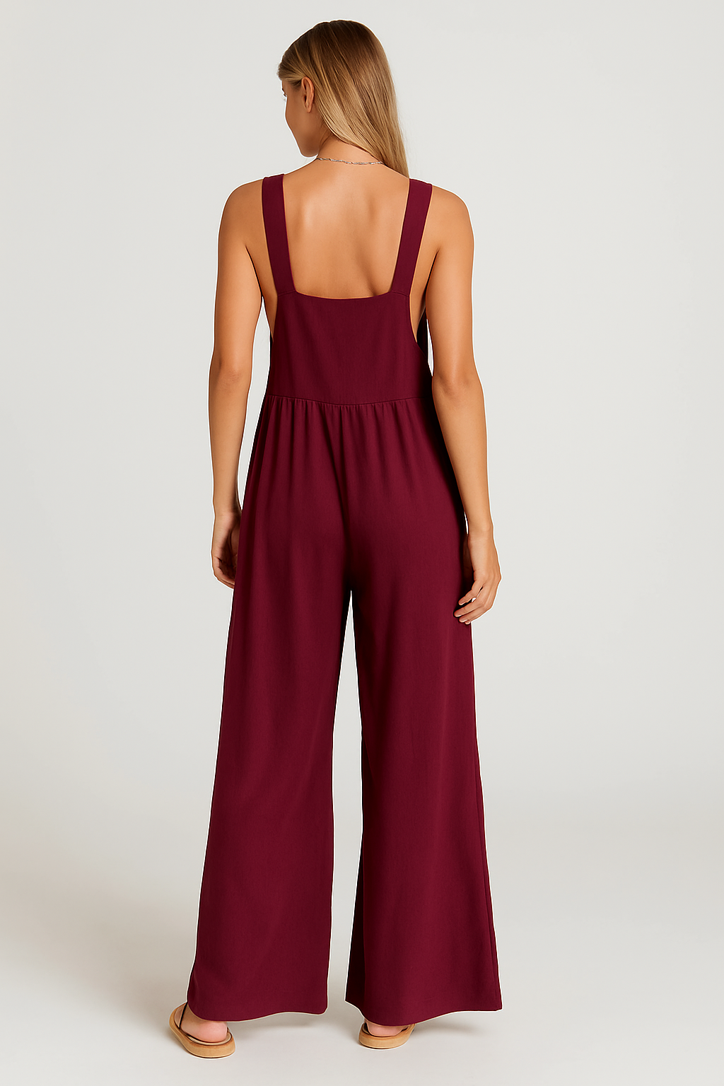 Women's Cotton Blend Dungarees - Casual Wide Leg Everyday Outfit