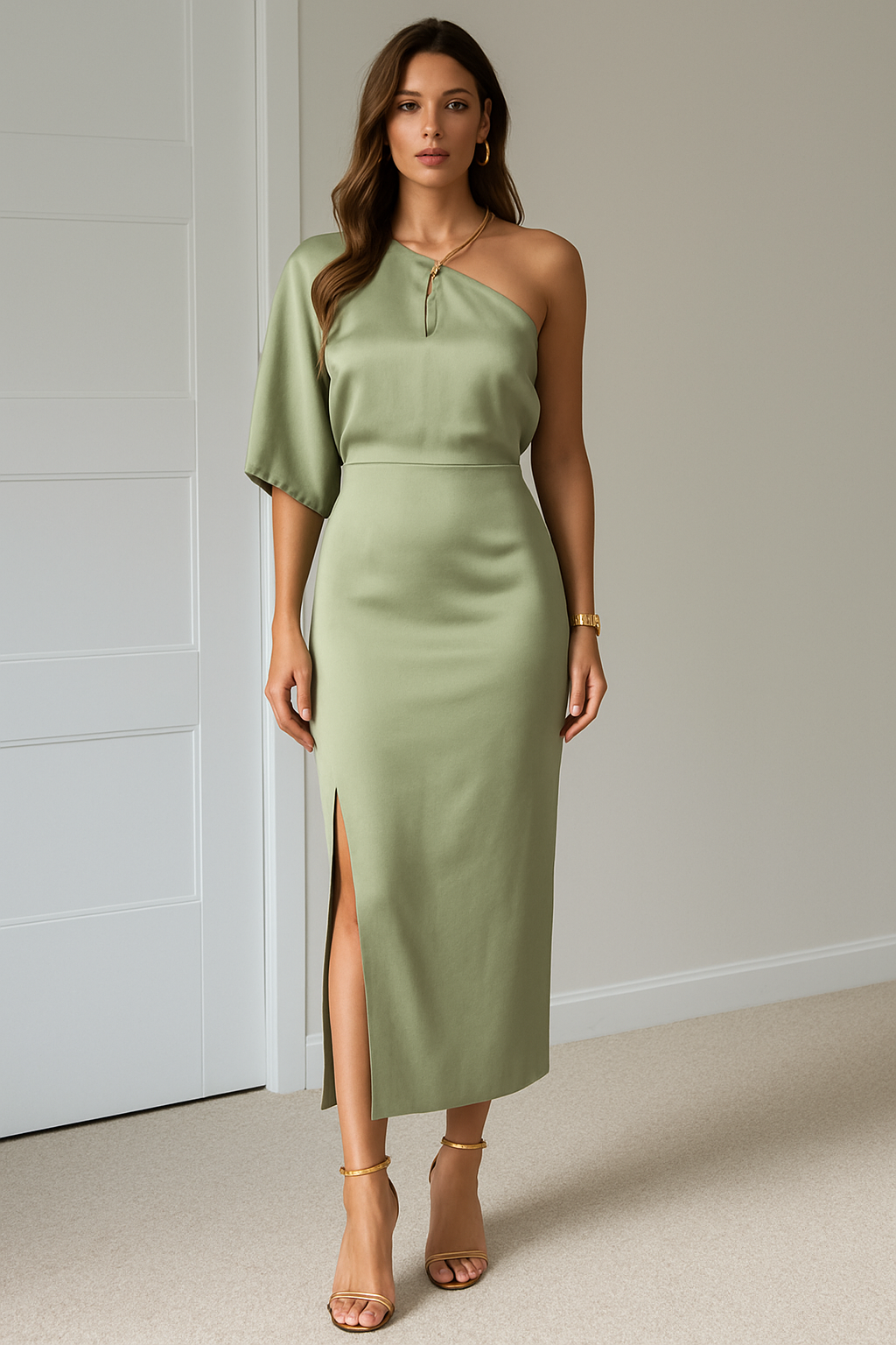 Women's One-Shoulder Maxi Dress – Flattering Split Occasion Style