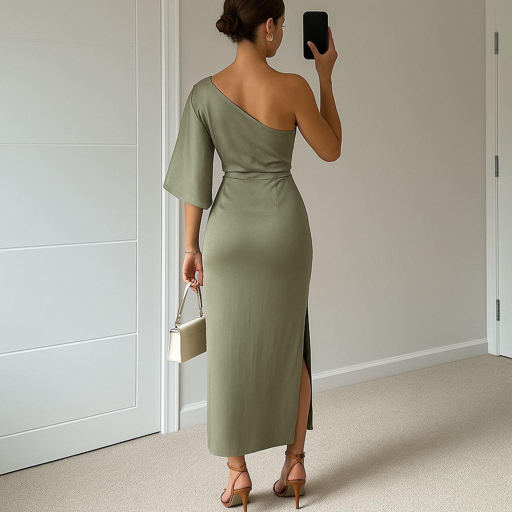 Women's One-Shoulder Maxi Dress – Flattering Split Occasion Style