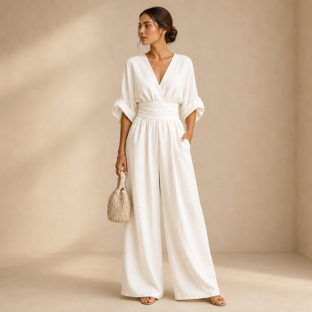 Women's Elegant Wide-Leg Jumpsuit – Relaxed Dressy One-Piece Style