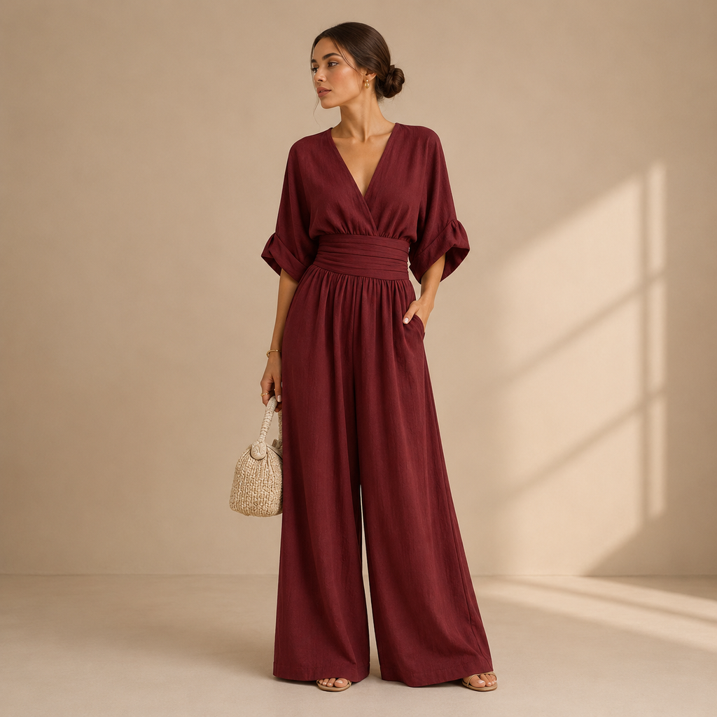 Women's Elegant Wide-Leg Jumpsuit – Relaxed Dressy One-Piece Style