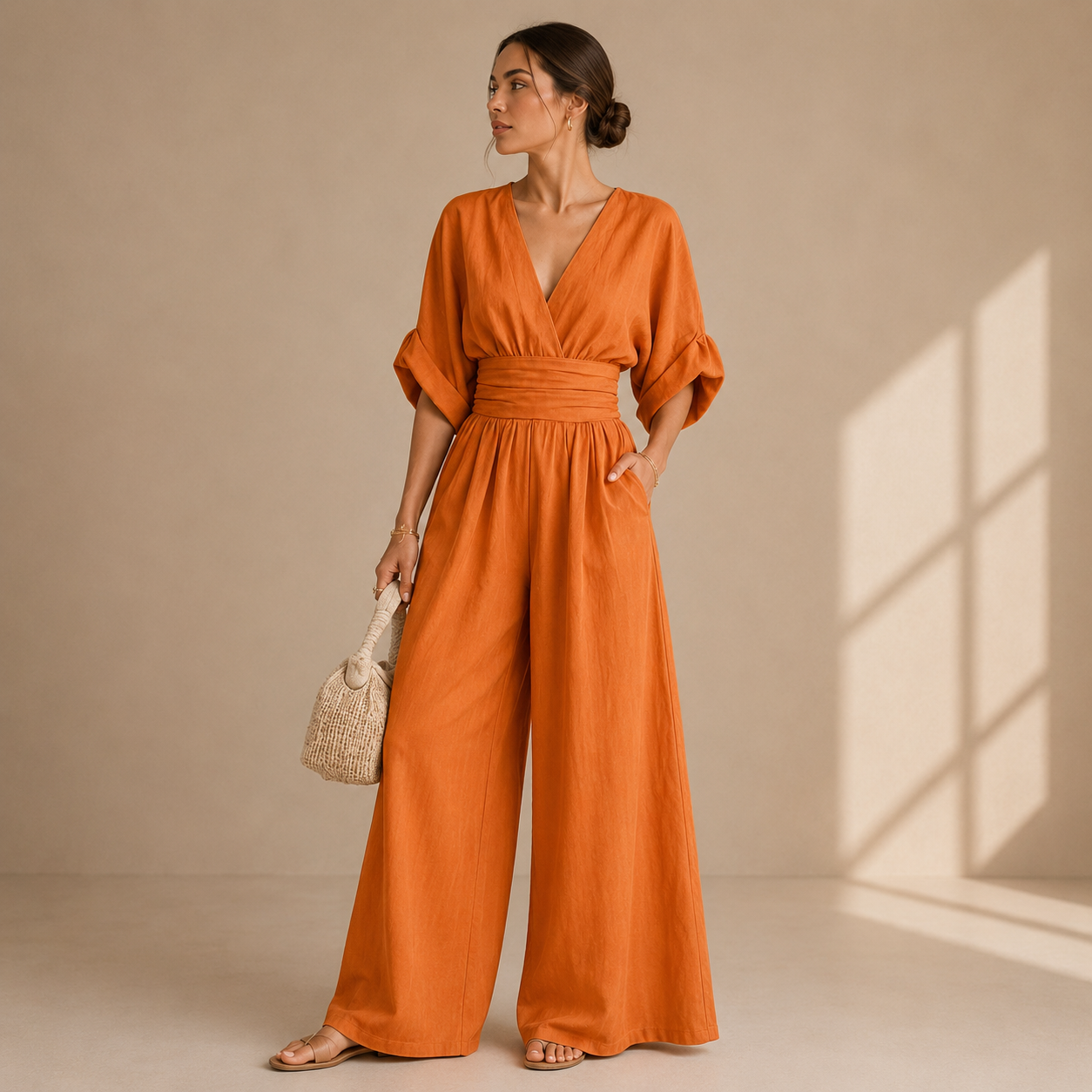 Women's Elegant Wide-Leg Jumpsuit – Relaxed Dressy One-Piece Style