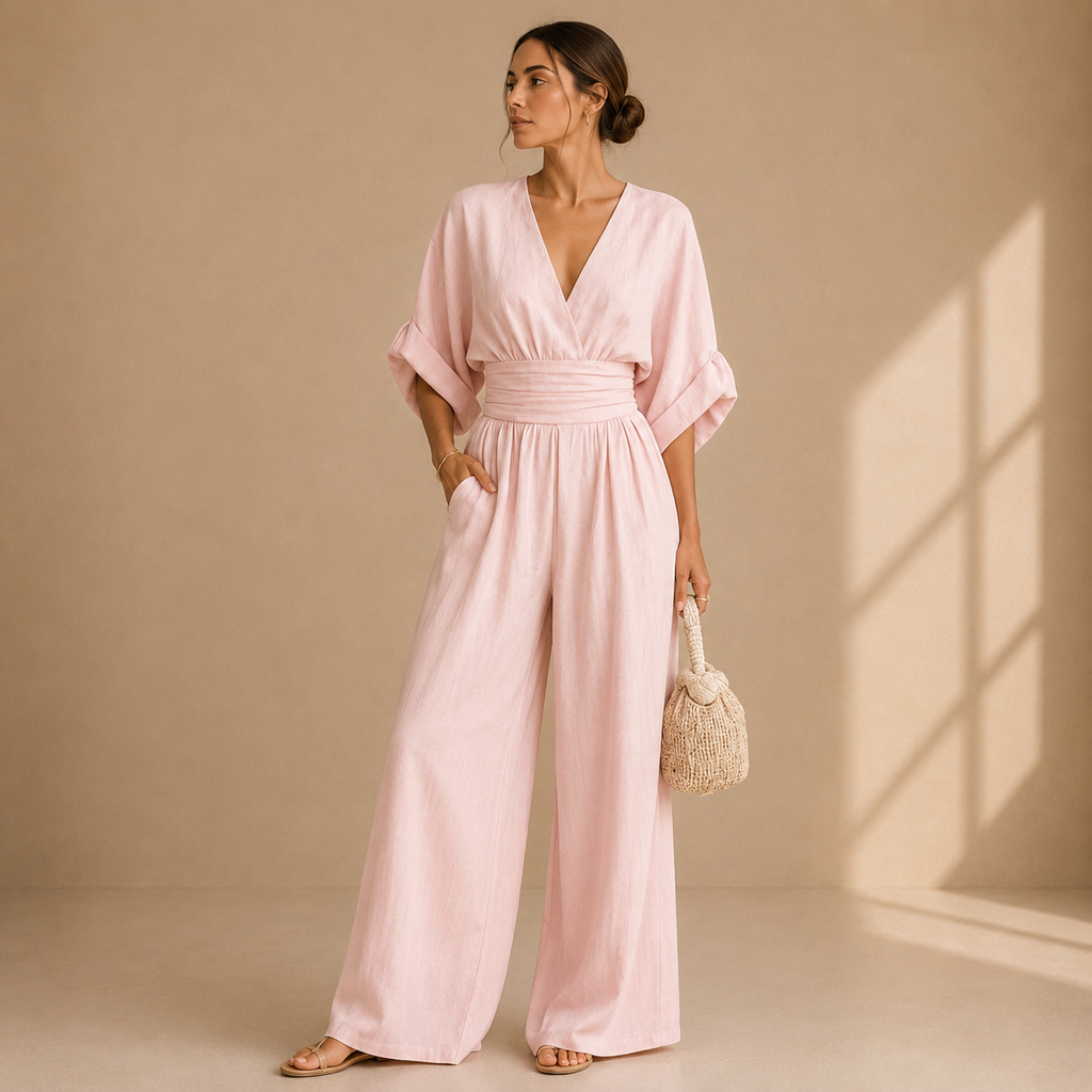 Women's Elegant Wide-Leg Jumpsuit – Relaxed Dressy One-Piece Style
