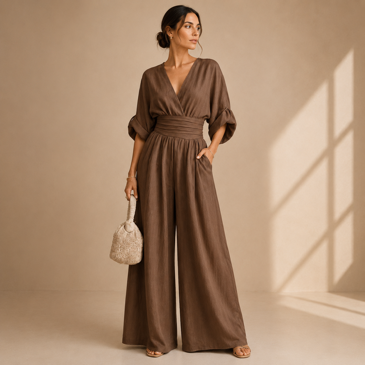 Women's Elegant Wide-Leg Jumpsuit – Relaxed Dressy One-Piece Style