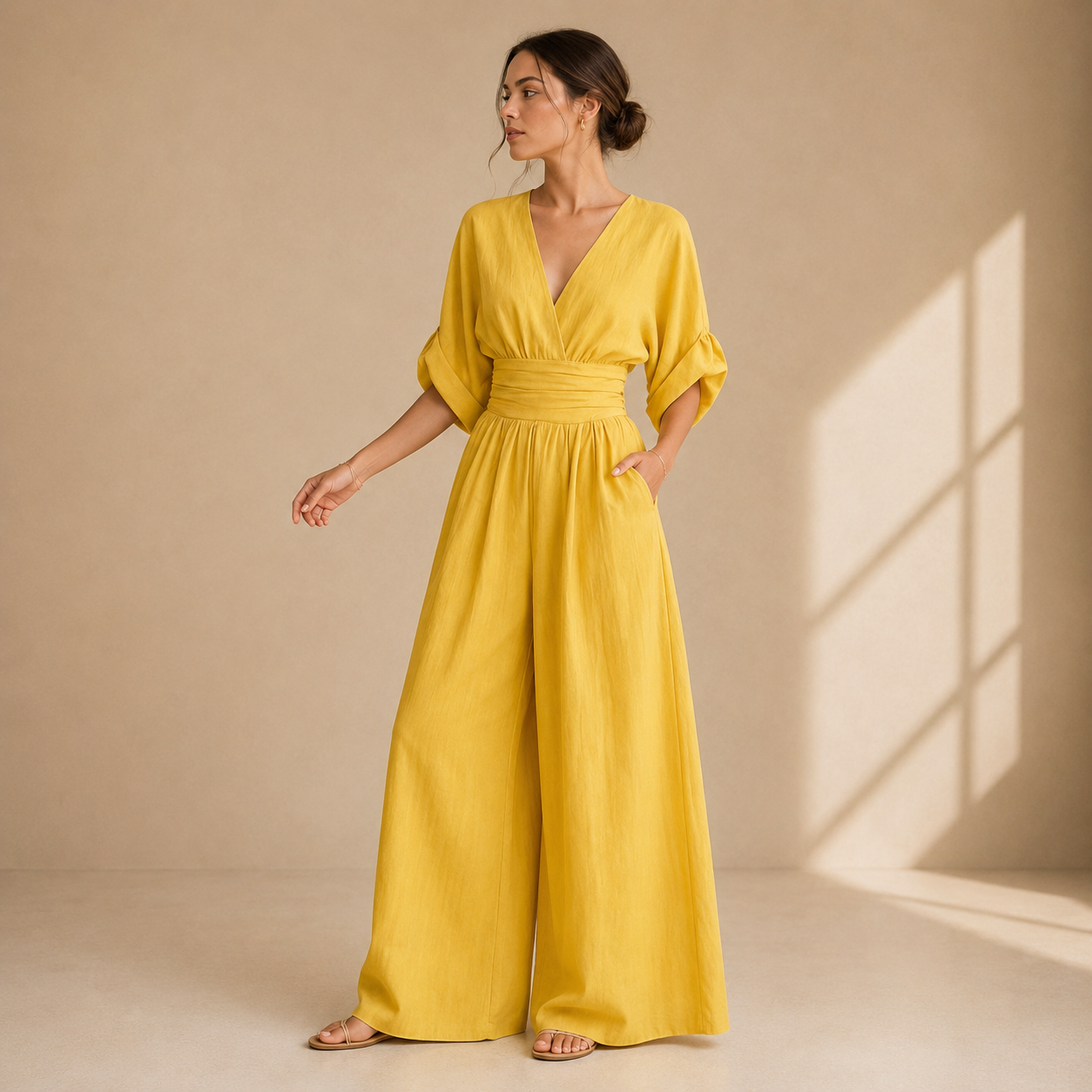 Women's Elegant Wide-Leg Jumpsuit – Relaxed Dressy One-Piece Style
