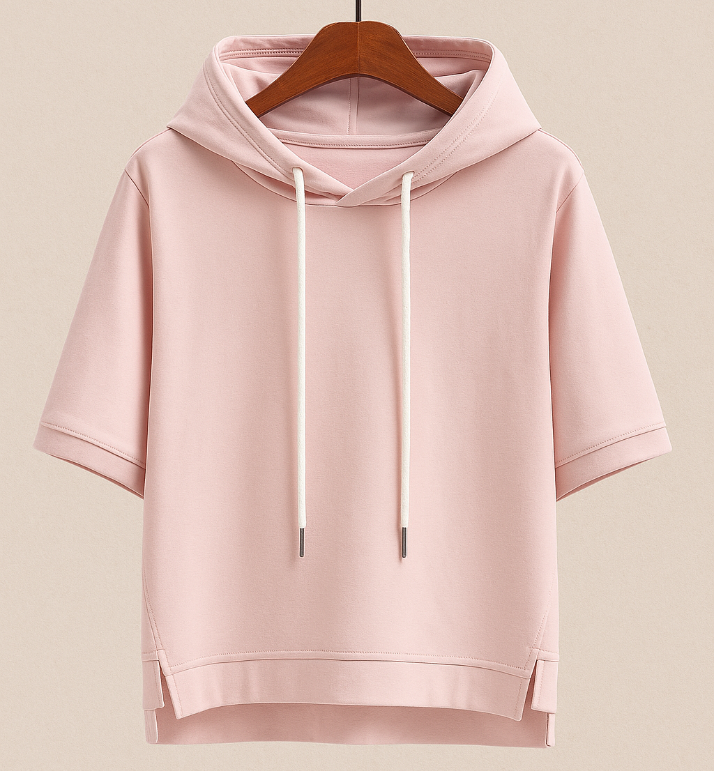 Women's Short Sleeve Hoodie Top – Lightweight Relaxed Everyday Style